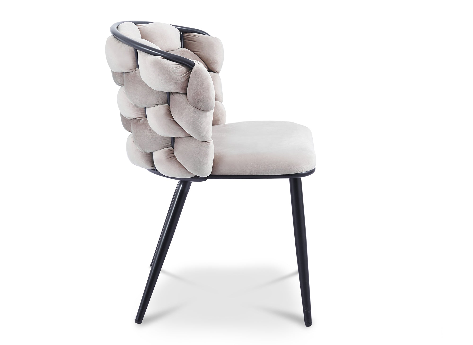 Juego de 2 sillas de terciopelo color topo con patas de metal negro, CECILE