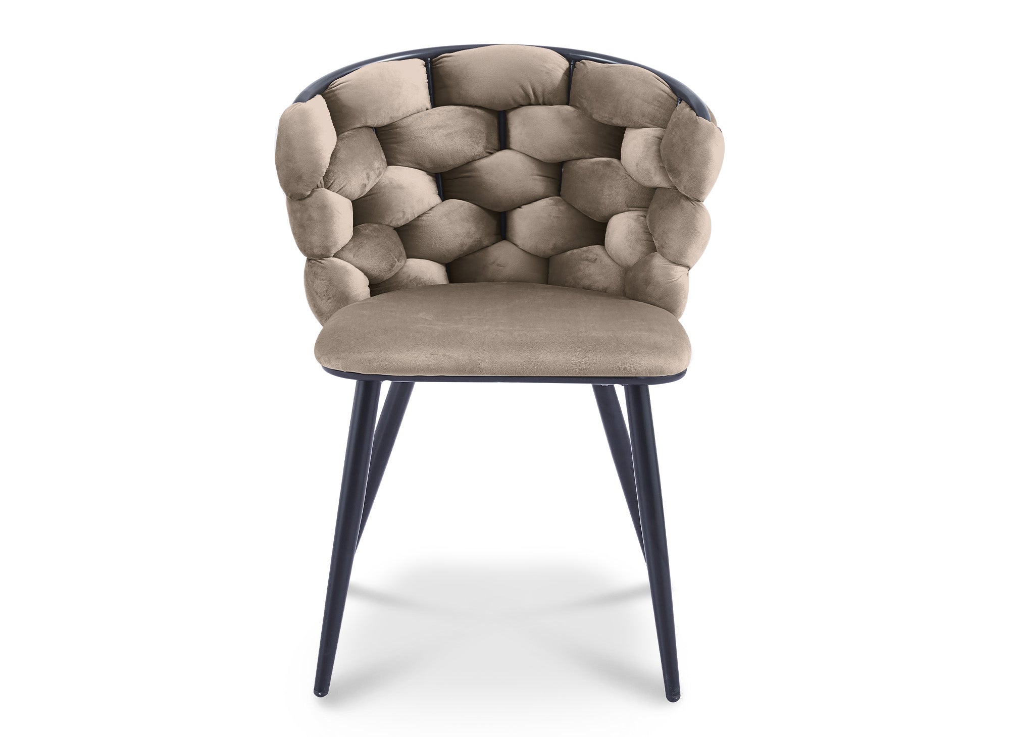 Juego de 2 sillas de terciopelo color topo con patas de metal negro, CECILE