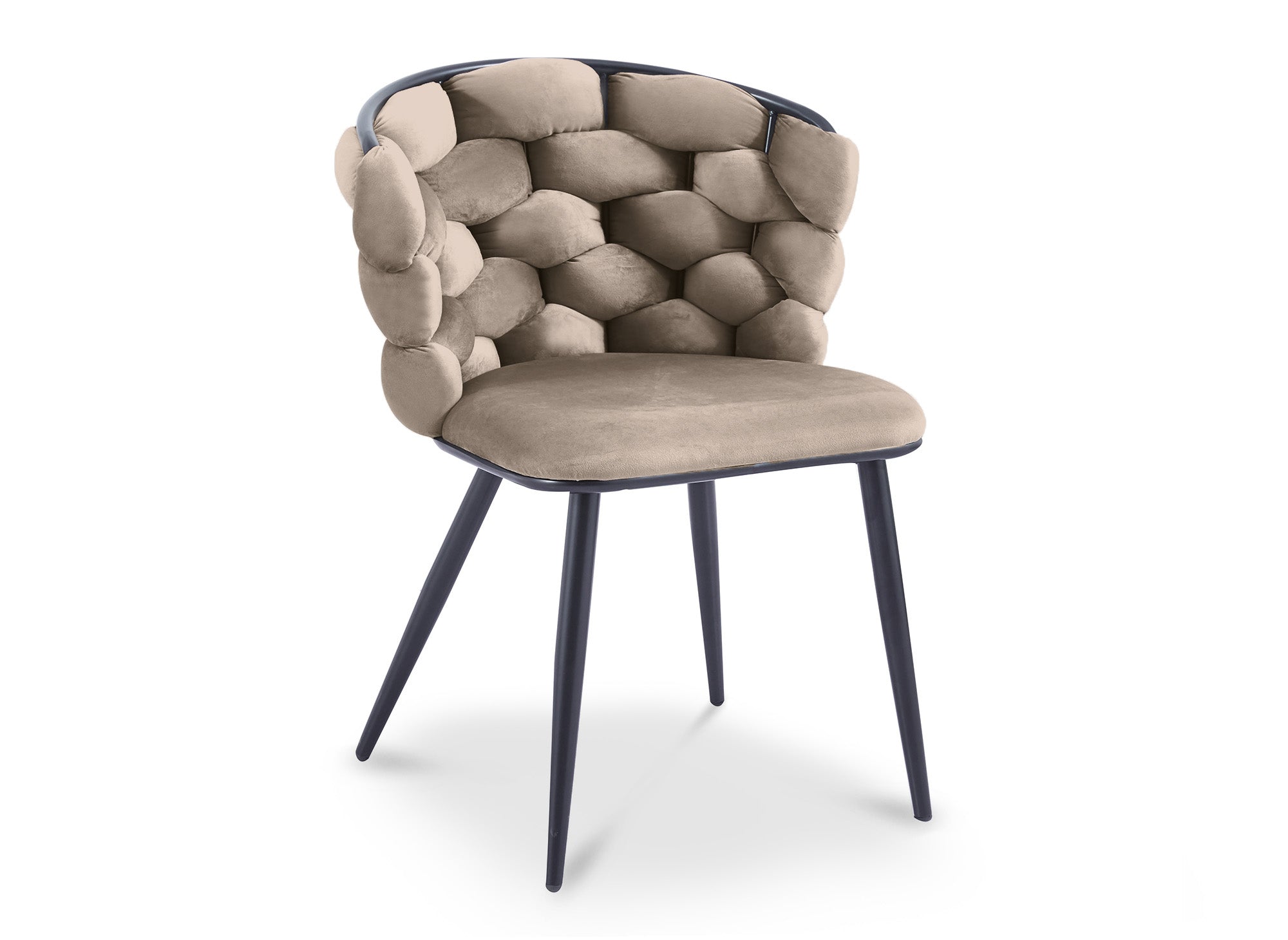 Juego de 2 sillas de terciopelo color topo con patas de metal negro, CECILE