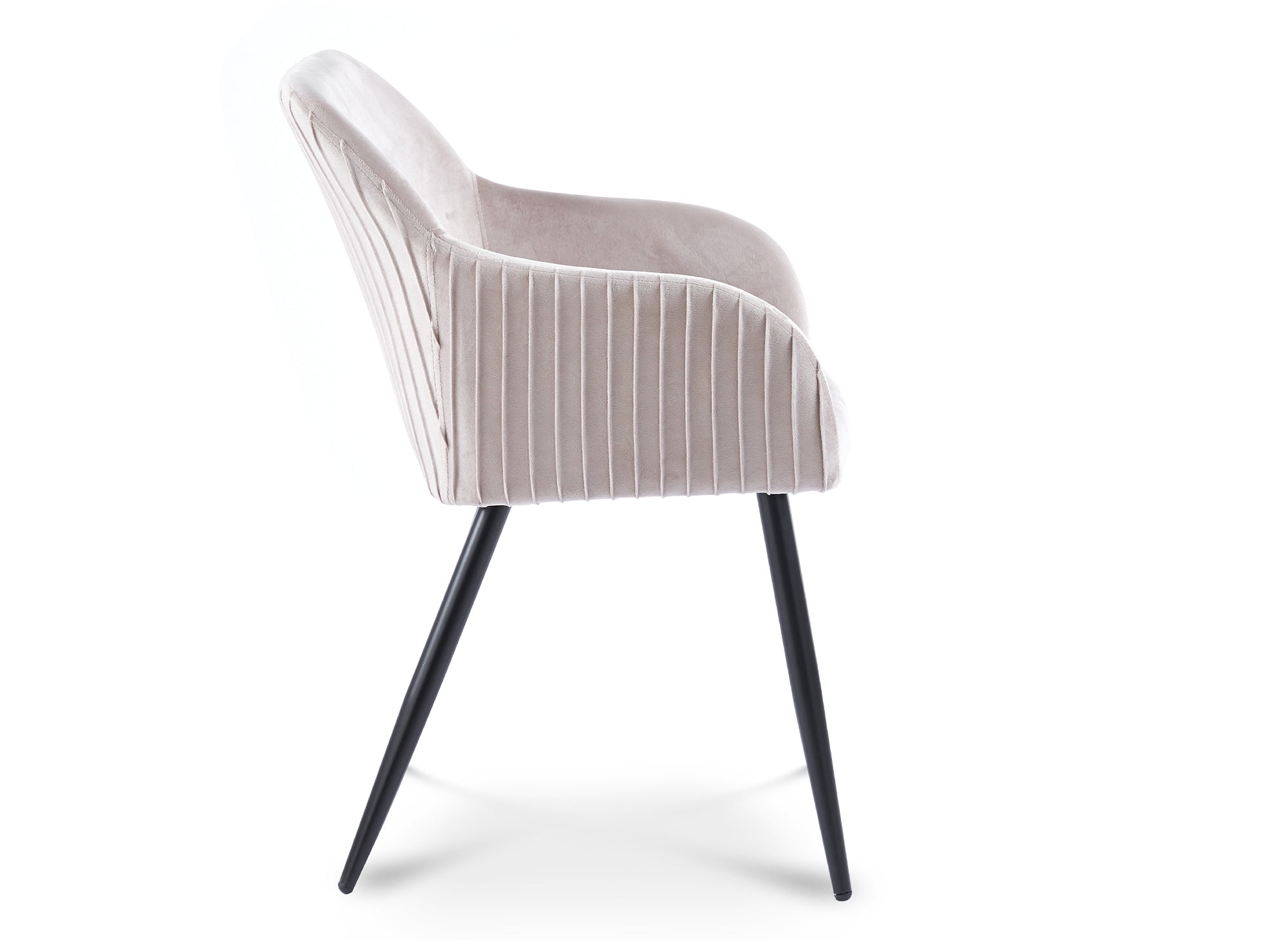 Juego de 2 sillas DEVOR de terciopelo beige con patas de metal negro