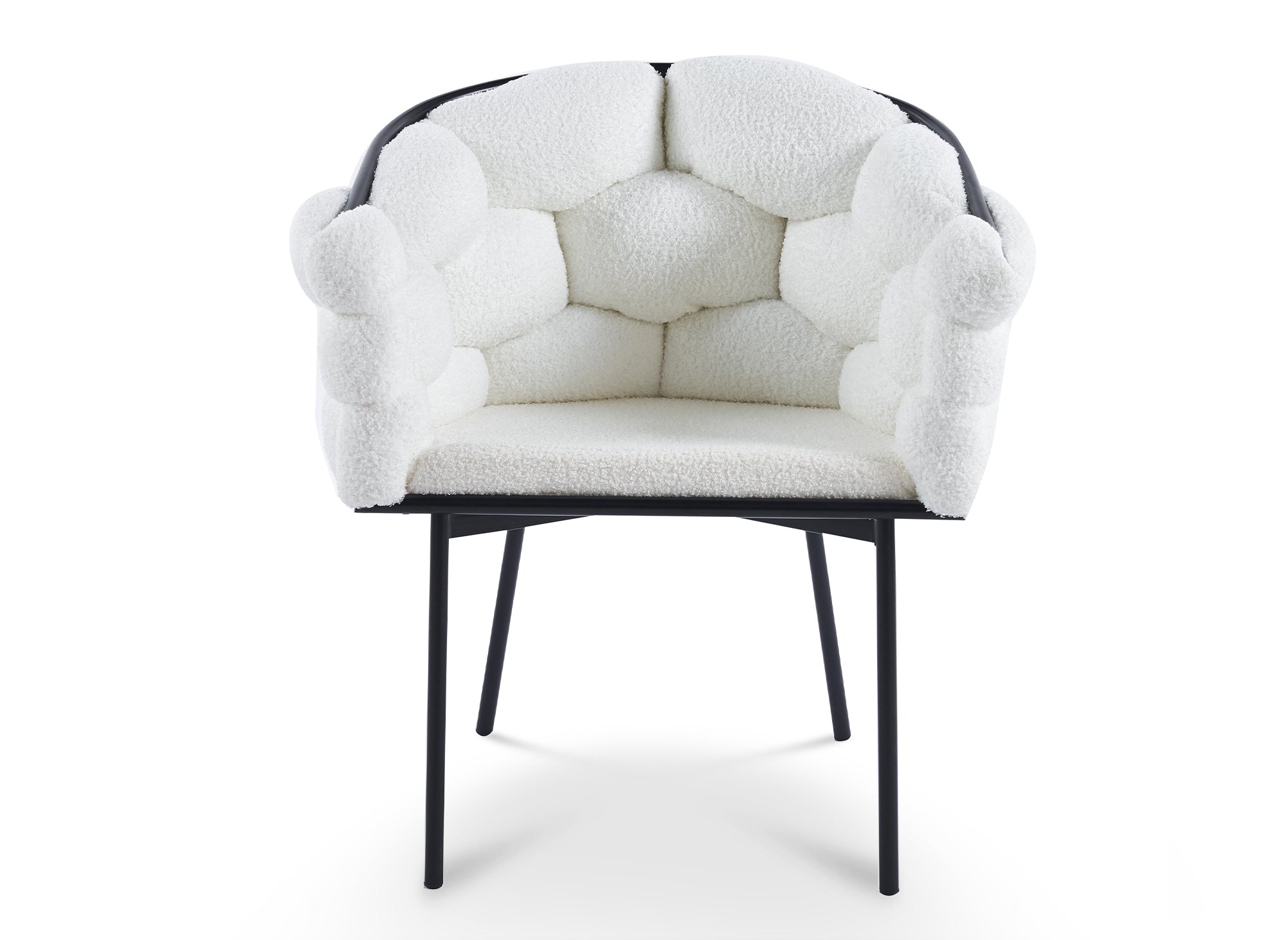 Conjunto de 2 sillas blancas con efecto piel de oveja y patas de metal negro CHARLOTTE