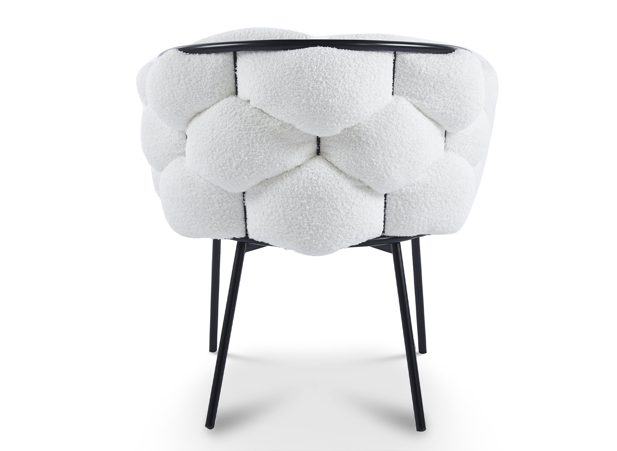 Conjunto de 2 sillas blancas con efecto piel de oveja y patas de metal negro CHARLOTTE