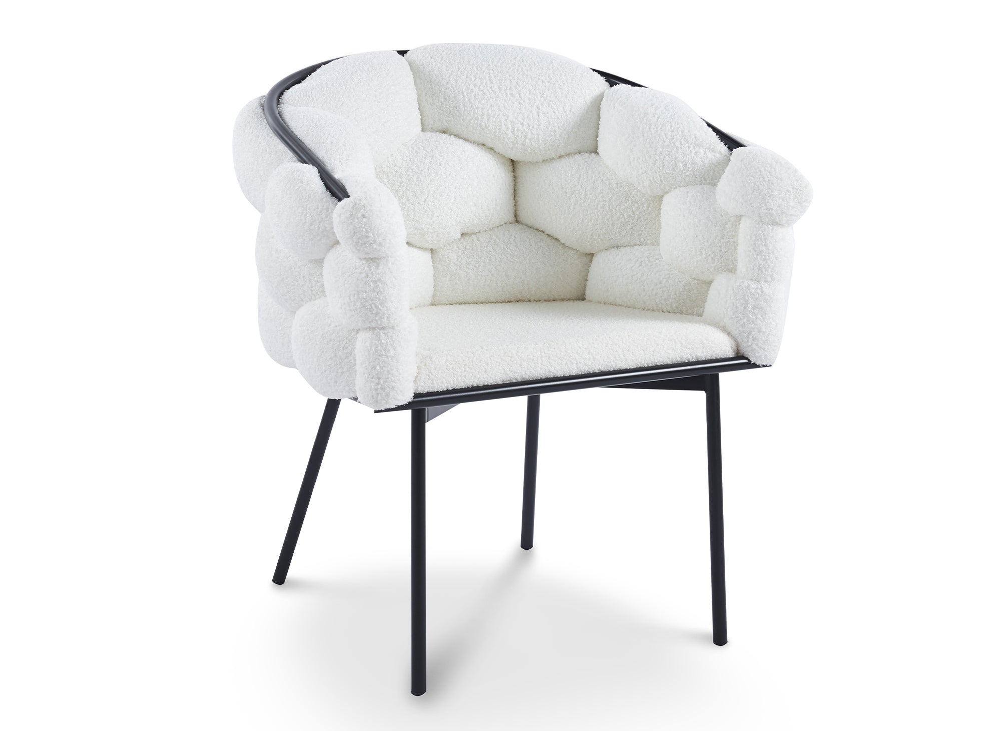 Conjunto de 2 sillas blancas con efecto piel de oveja y patas de metal negro CHARLOTTE