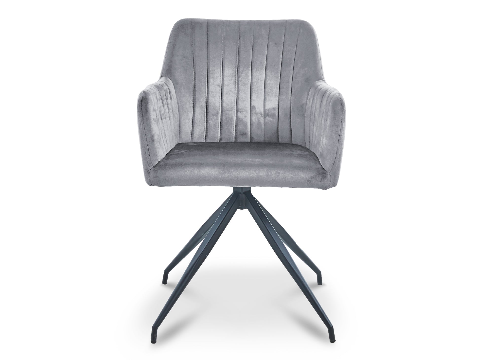Juego de 2 sillas RATUS en terciopelo gris con patas de metal negro