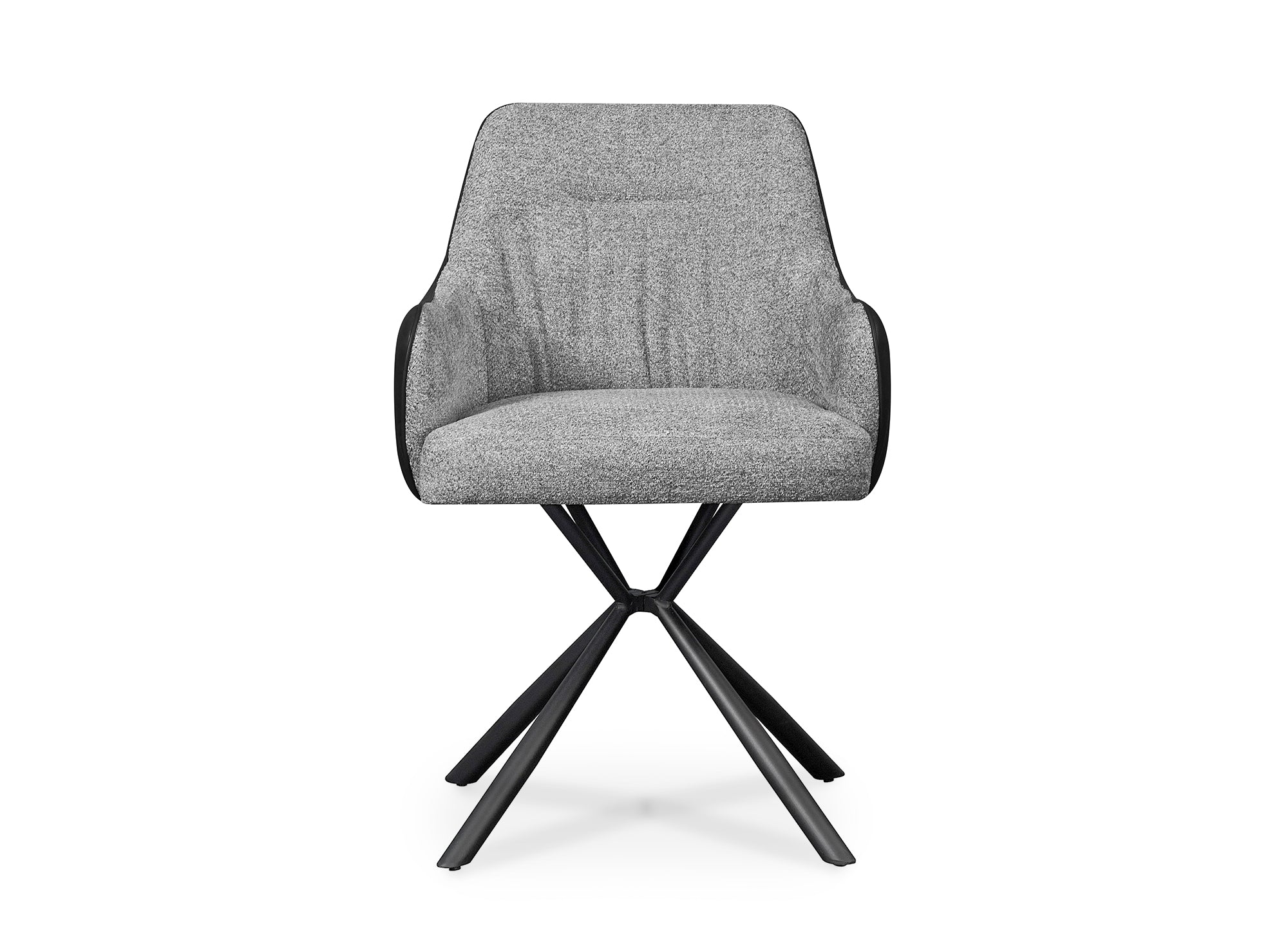 Juego de 2 sillas con reposabrazos en tela gris y piel sintética DOMY