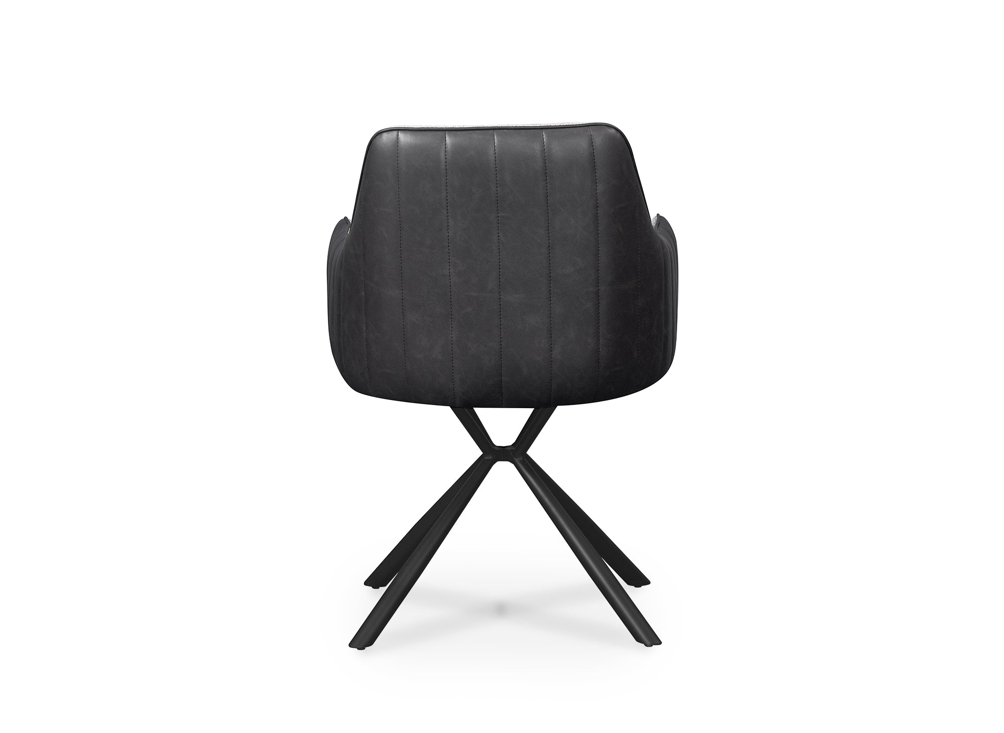 Juego de 2 sillas con reposabrazos en tela gris y piel sintética DOMY