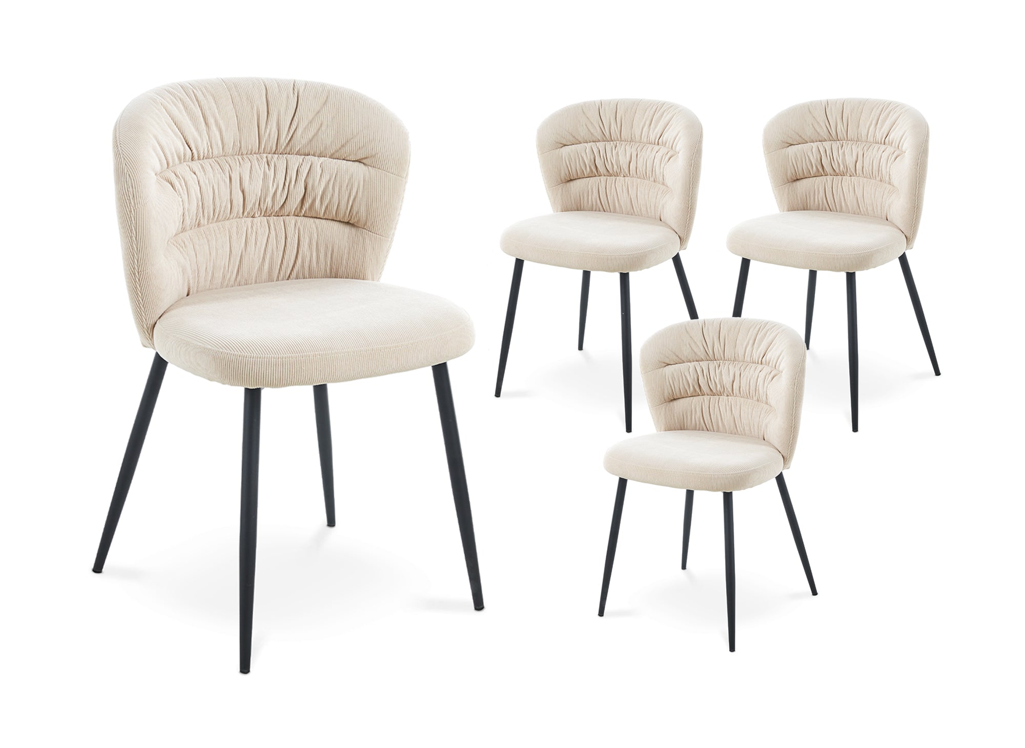 Juego de 4 sillas DANIELA de pana beige