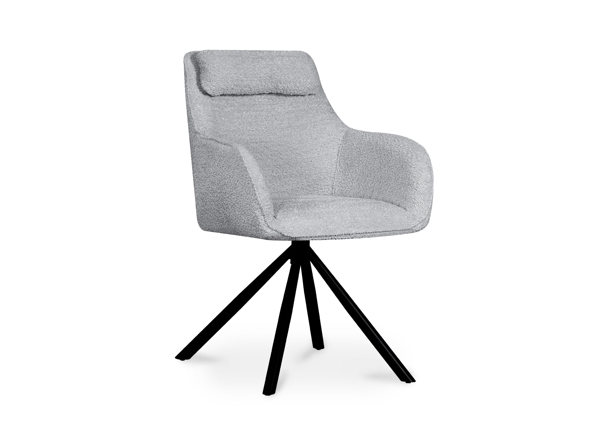 Silla giratoria AGNES con reposabrazos efecto piel de oveja gris claro