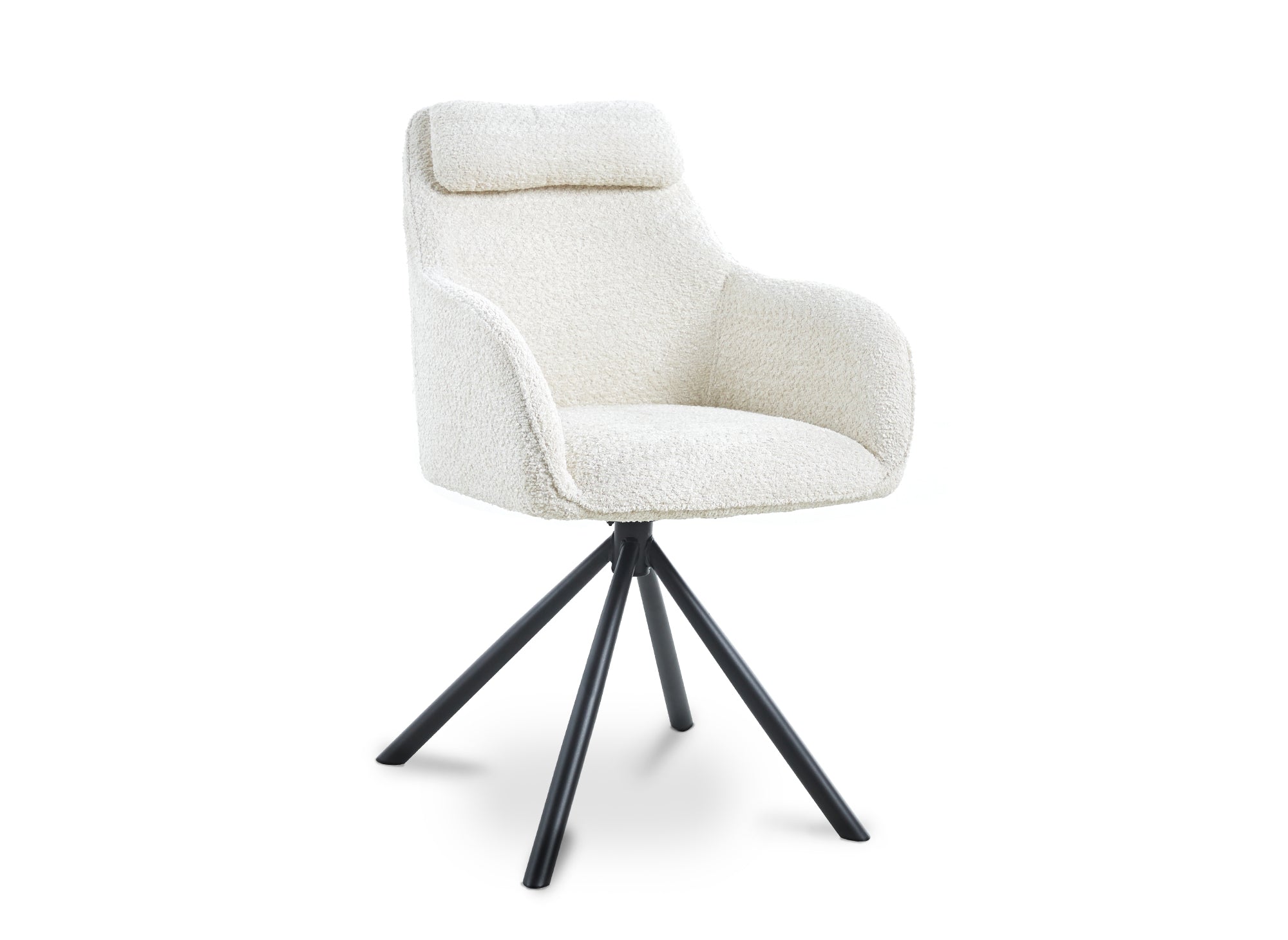 Silla giratoria AGNES color beige con efecto piel de oveja y reposabrazos