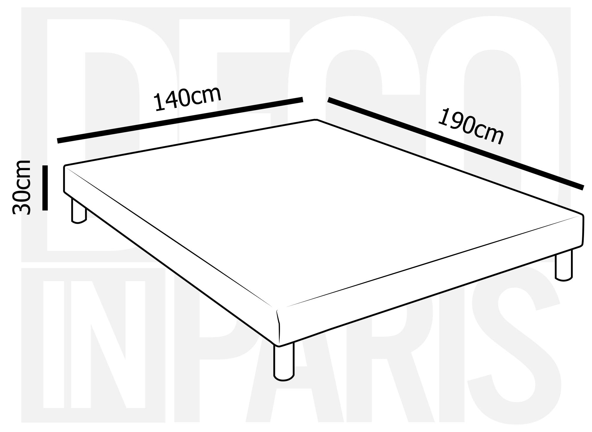 Base de cama tapizada de 140 x 190 cm + 4 patas