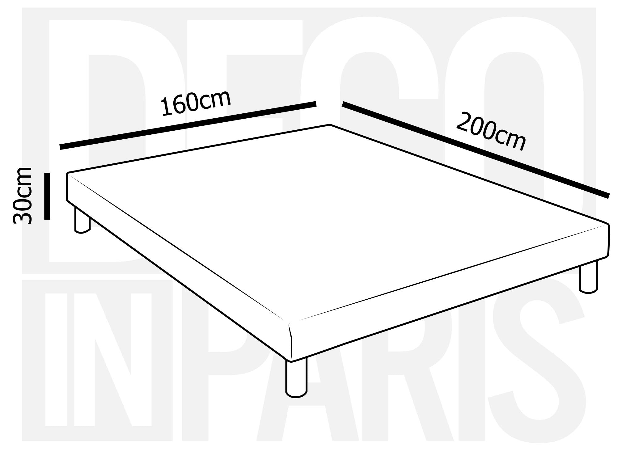 Base de cama tapizada de 160 x 200 cm + 4 patas