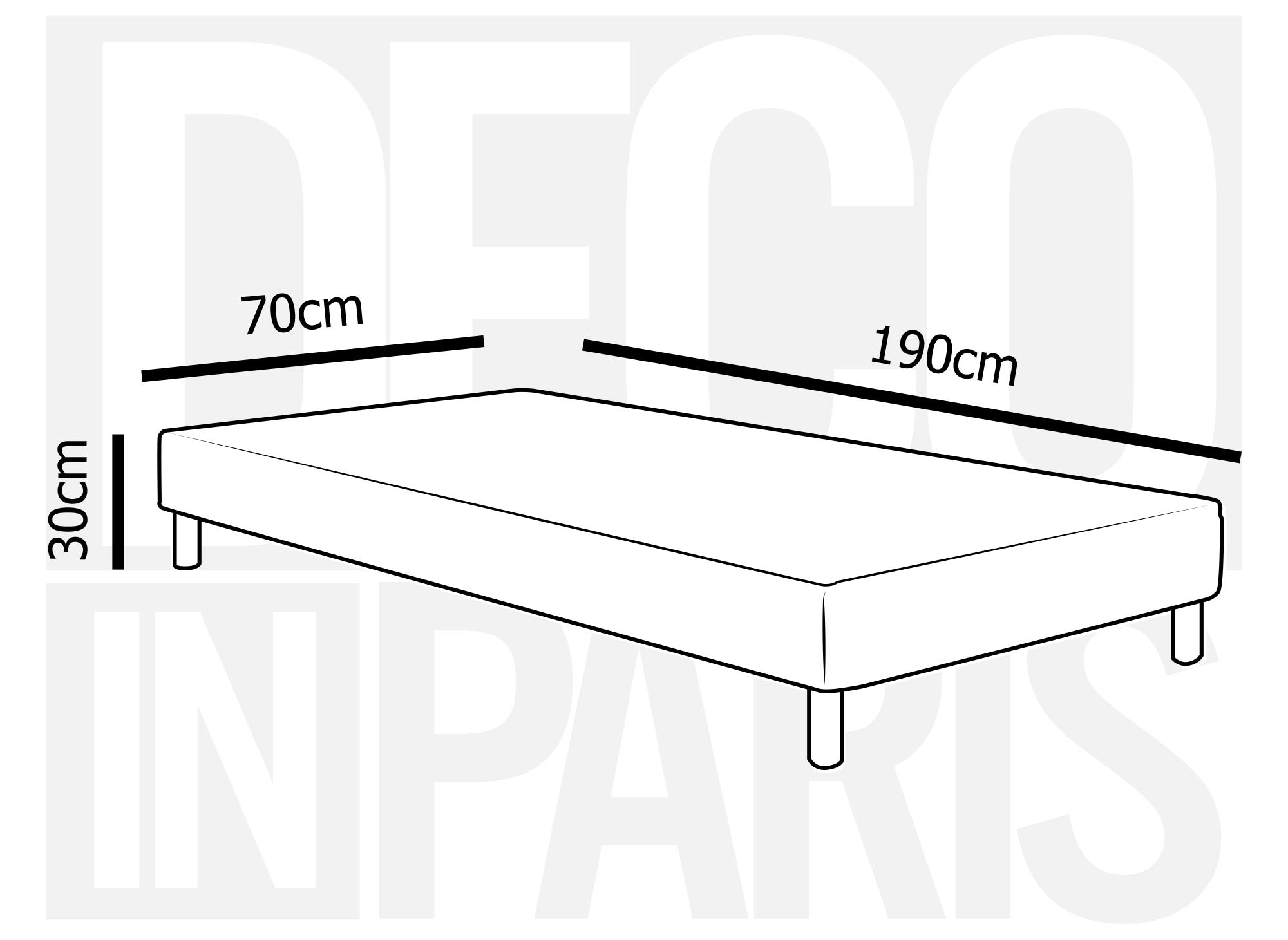 Base de cama tapizada de 70 x 190 cm + 4 patas
