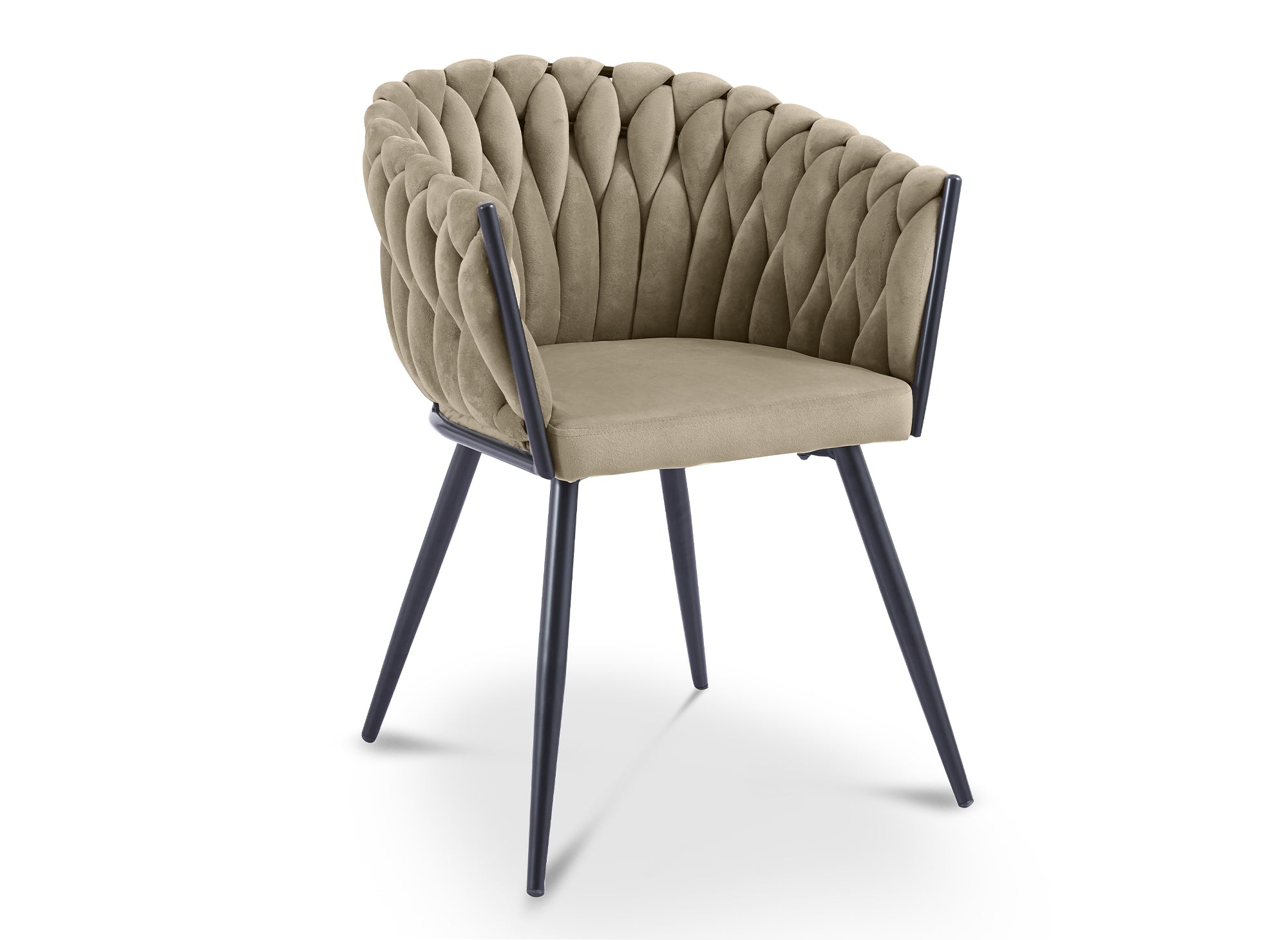 Juego de 2 sillas CINDY de terciopelo color topo con diseño ondulado