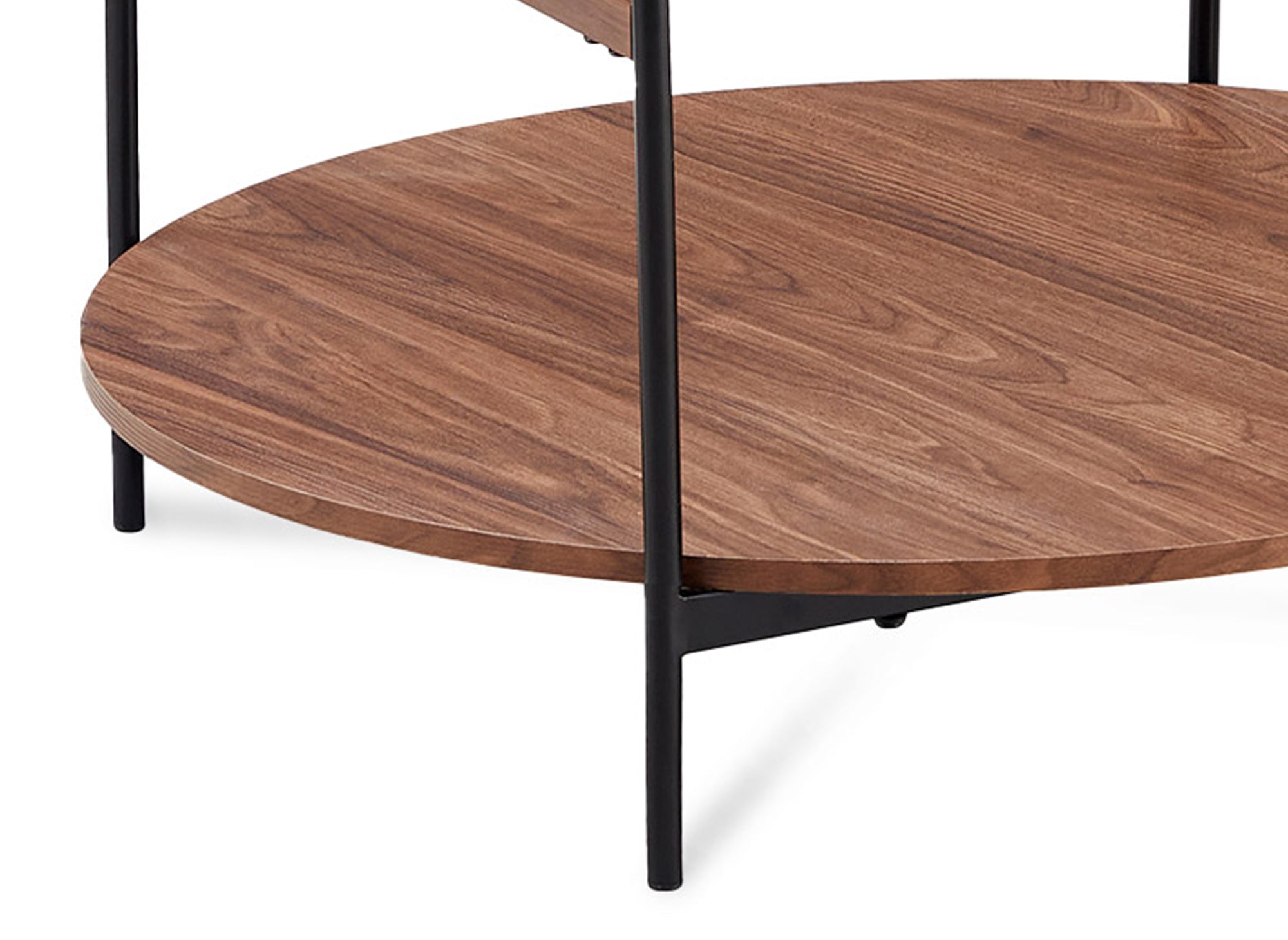 Juego de 2 mesas de centro redondas de cristal, madera y metal RIZZO