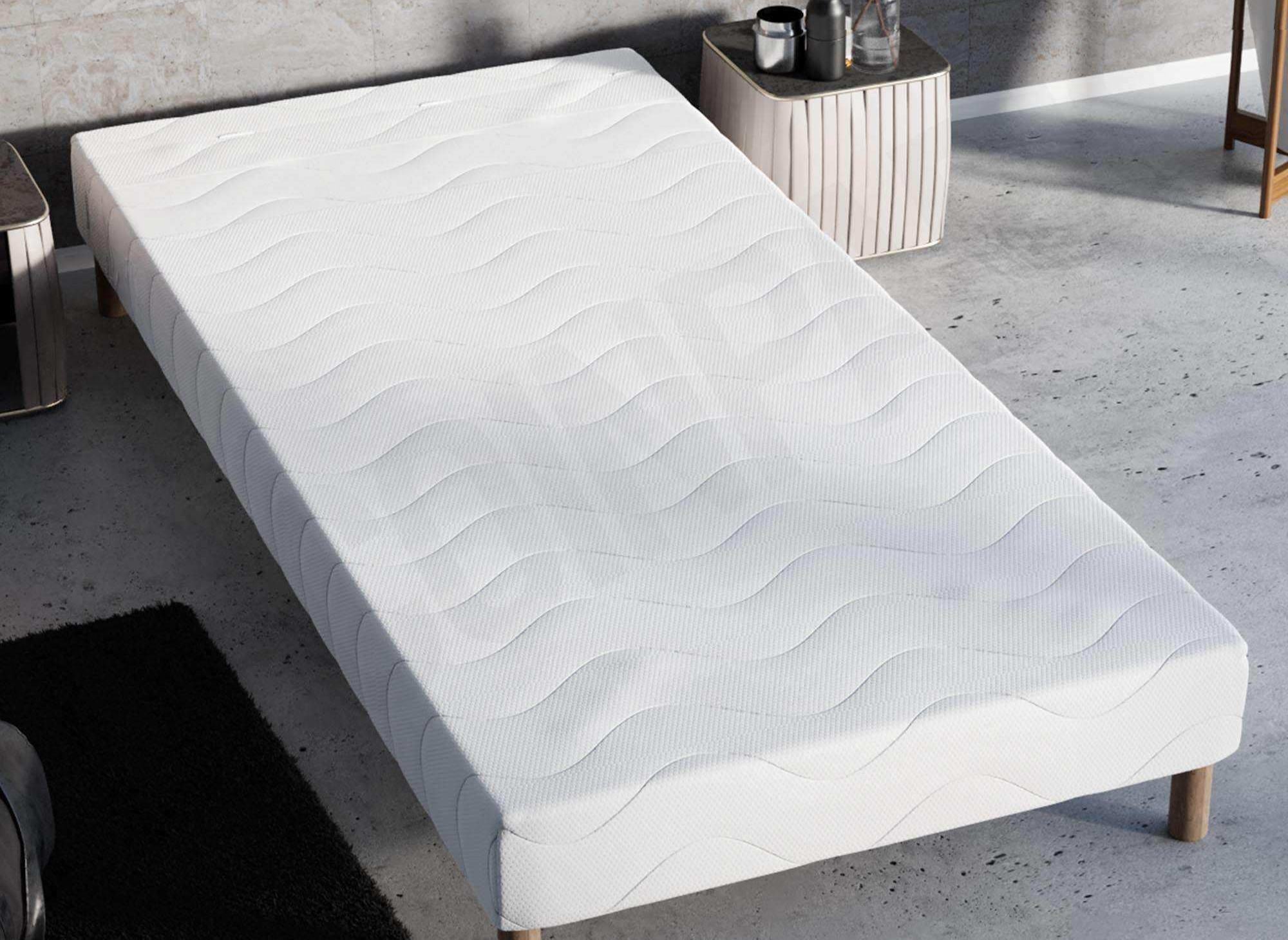 Base de cama tapizada de 90 x 190 cm + 4 patas