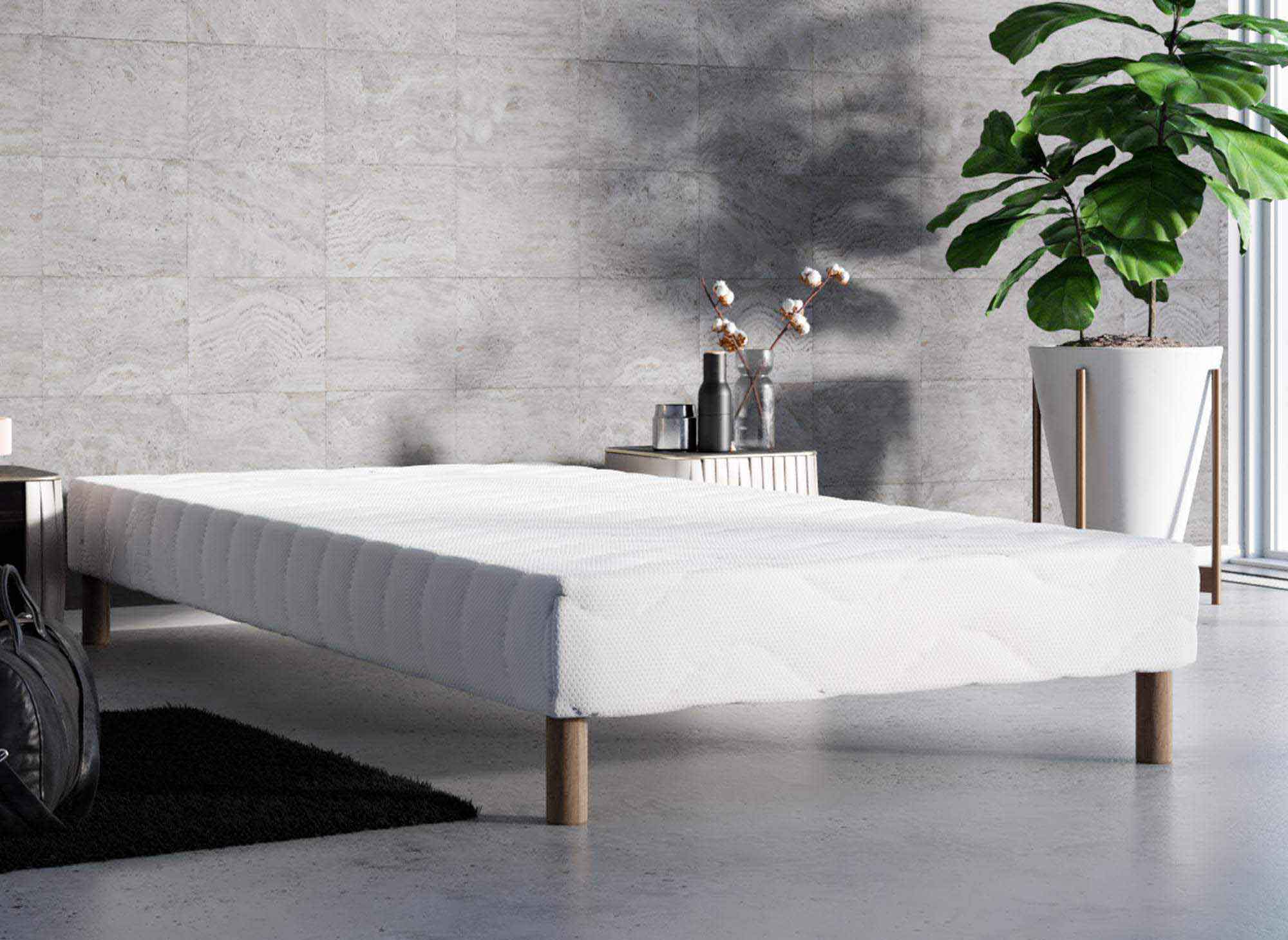 Base de cama tapizada de 90 x 190 cm + 4 patas