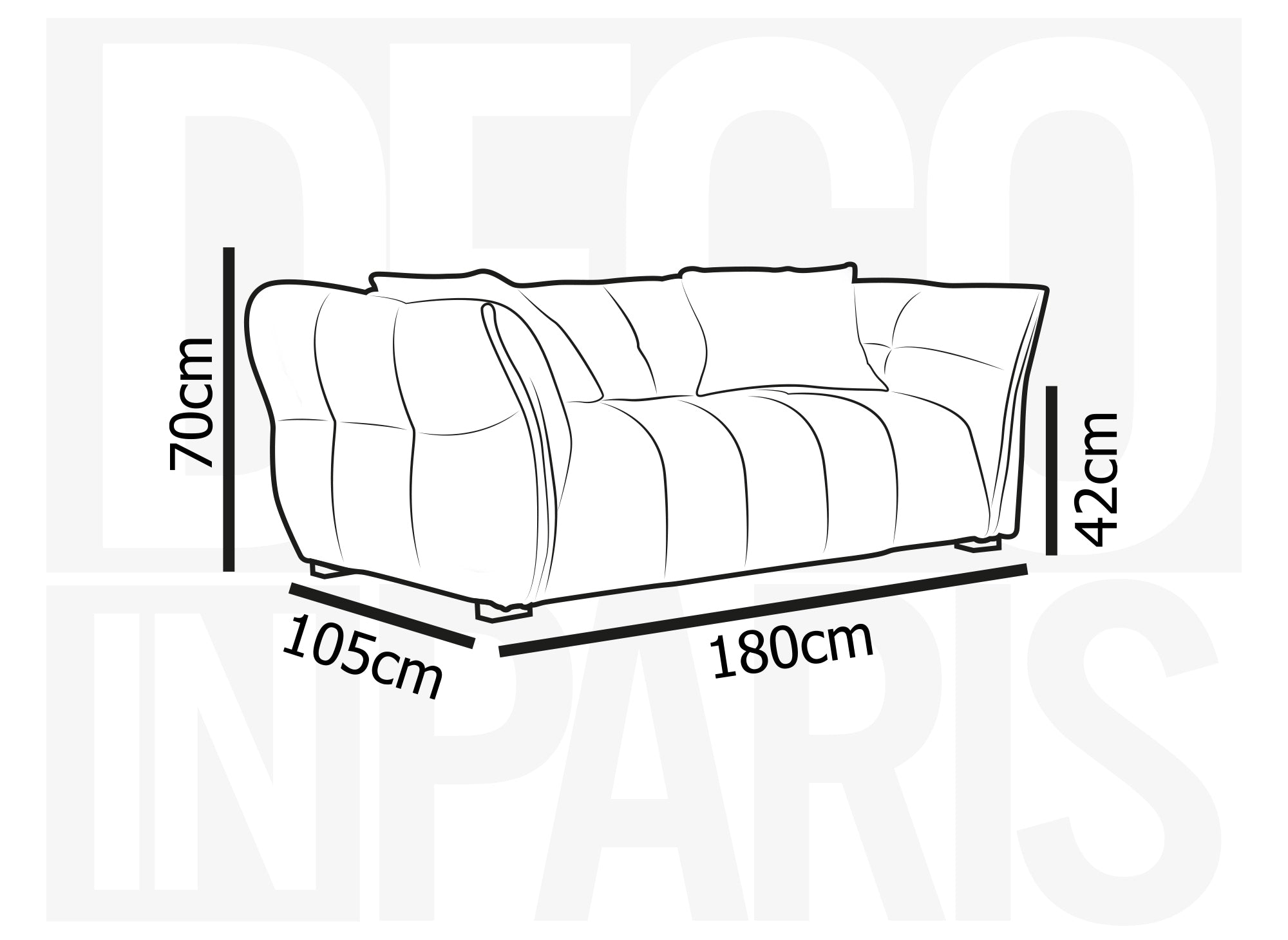 Sofá ELENA de 2 plazas en tejido verde agua 3D