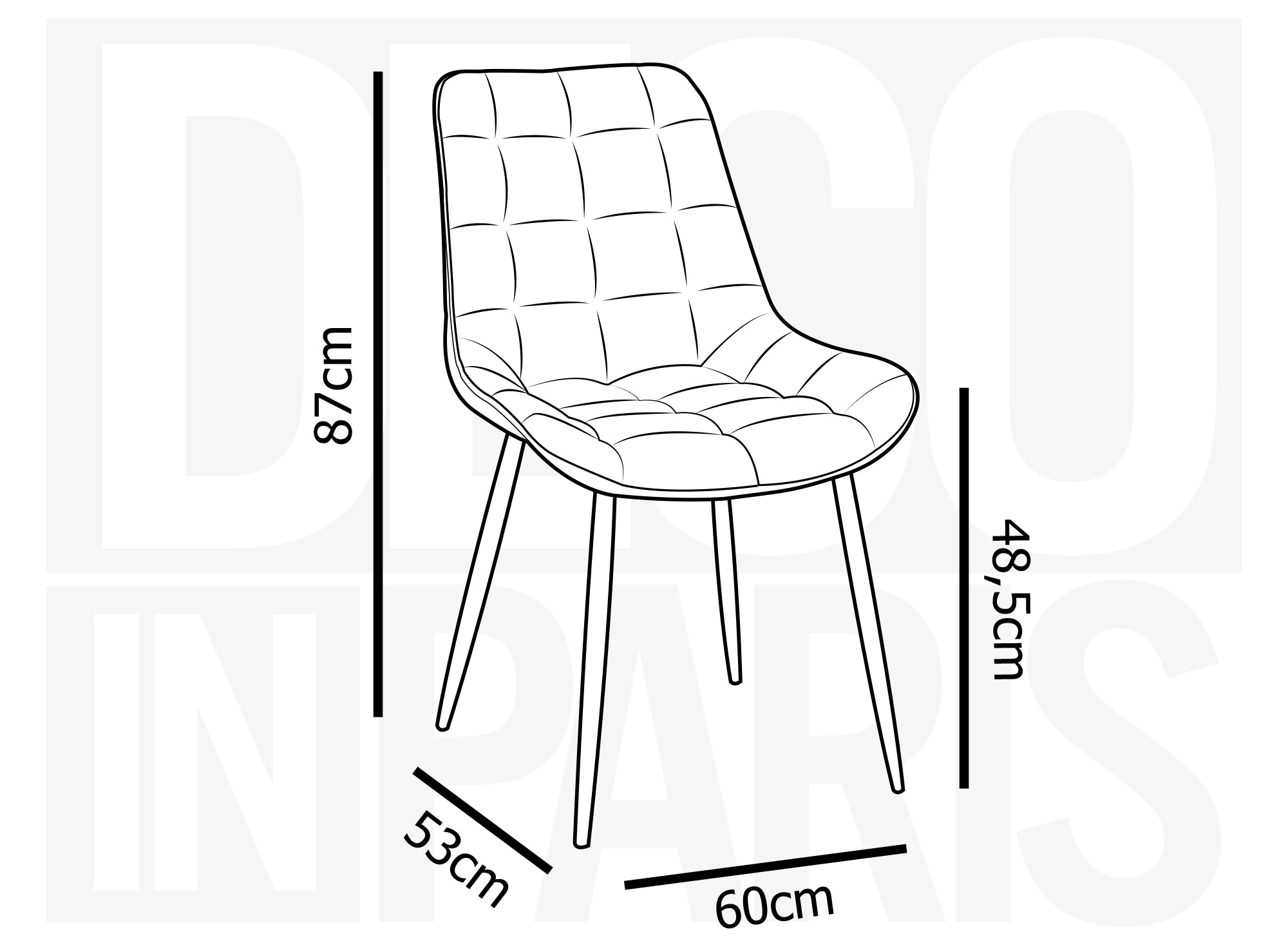Juego de 4 sillas SOREN tapizadas en terciopelo beige