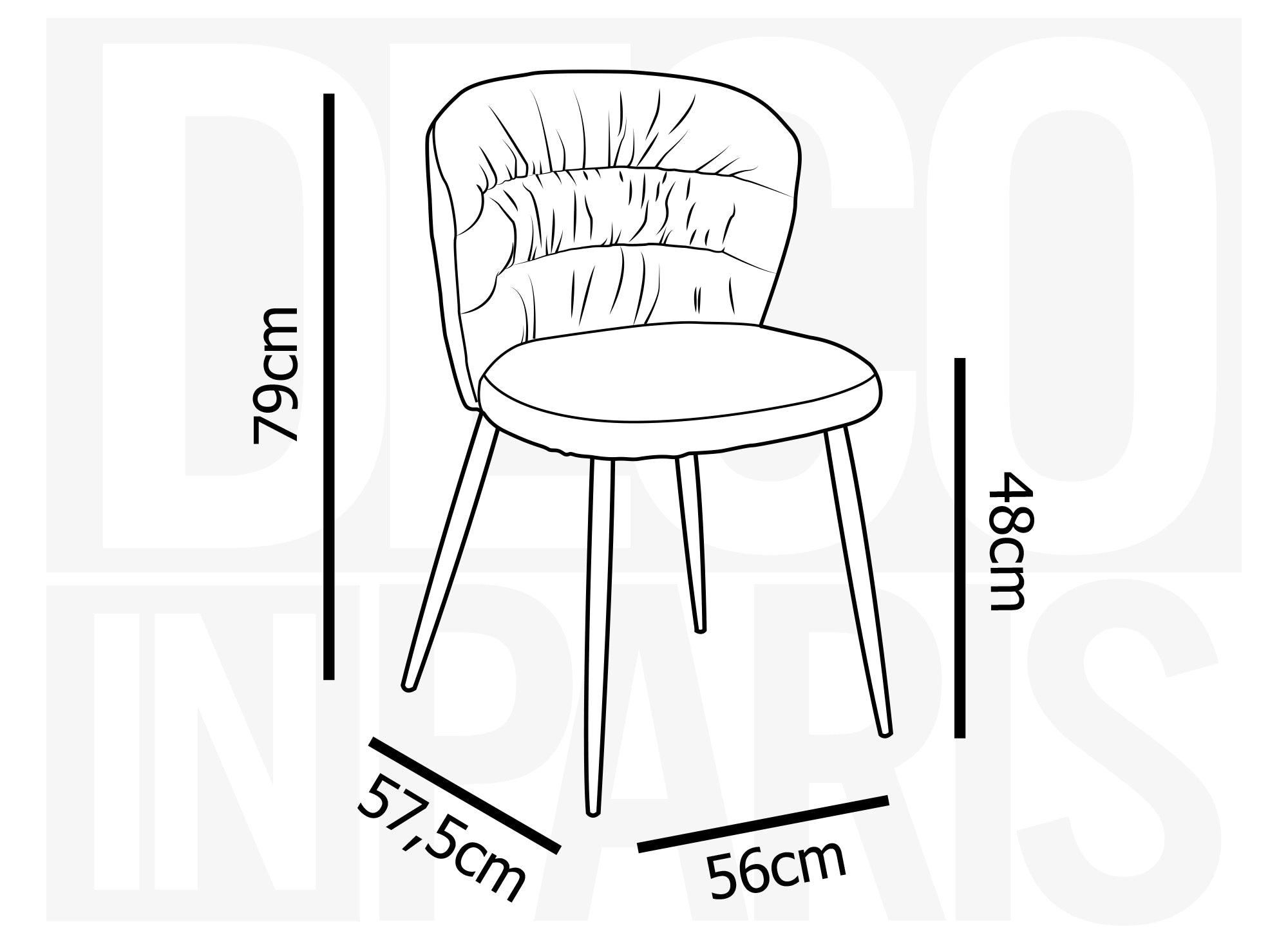 Juego de 4 sillas DANIELA de pana gris