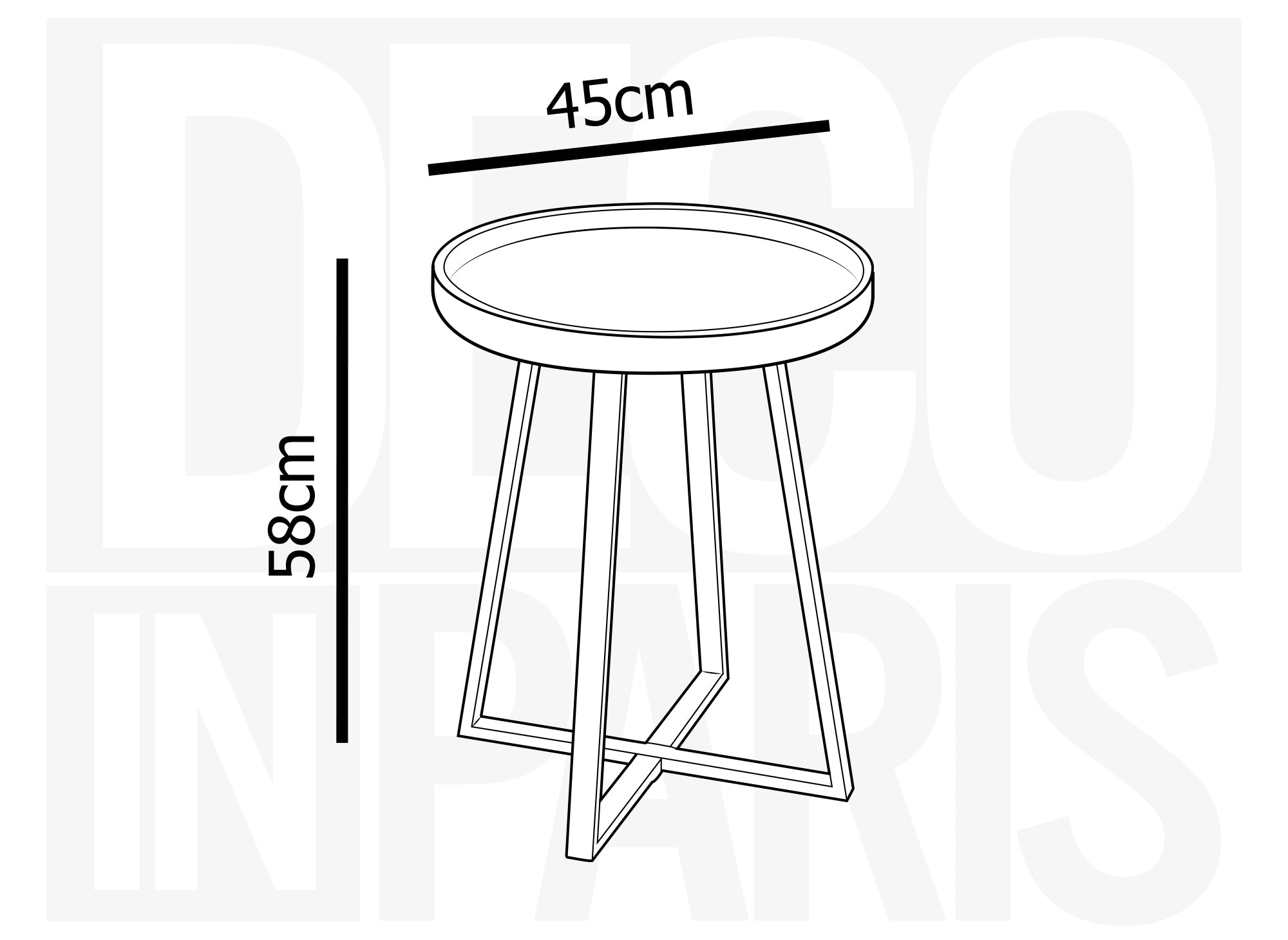 Mesa auxiliar redonda BRIYA de madera con patas de metal negro