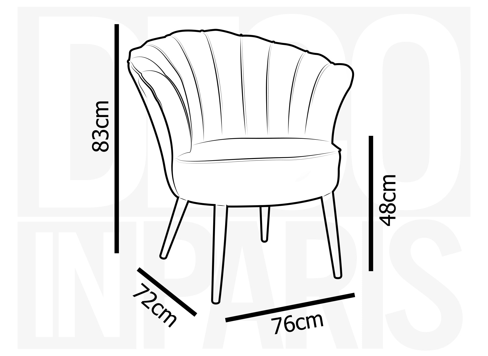 Sillón de diseño ROKIA en terciopelo gris