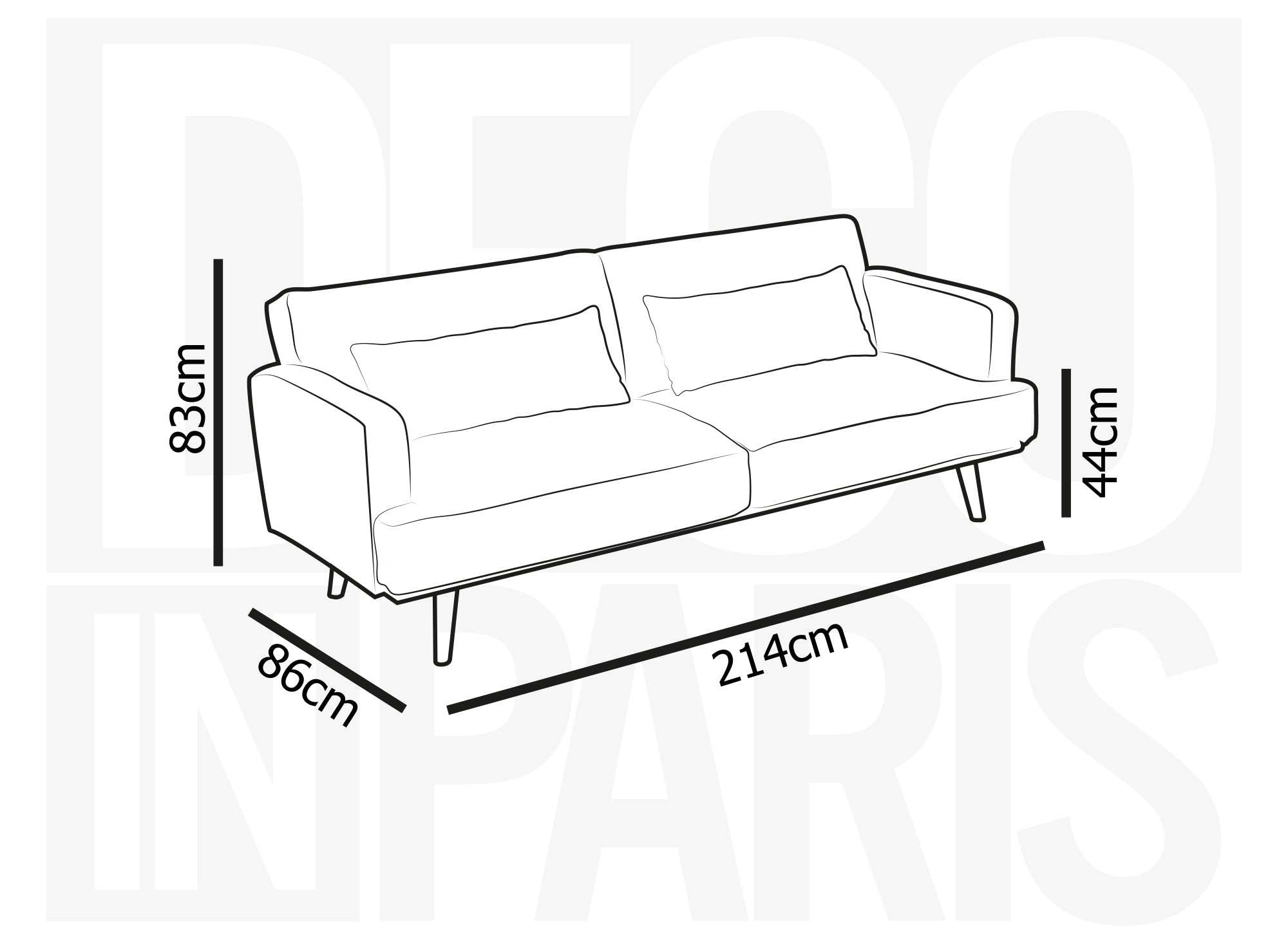 Sofá BART de 3 plazas con mecanismo clic-clac en tela gris oscuro