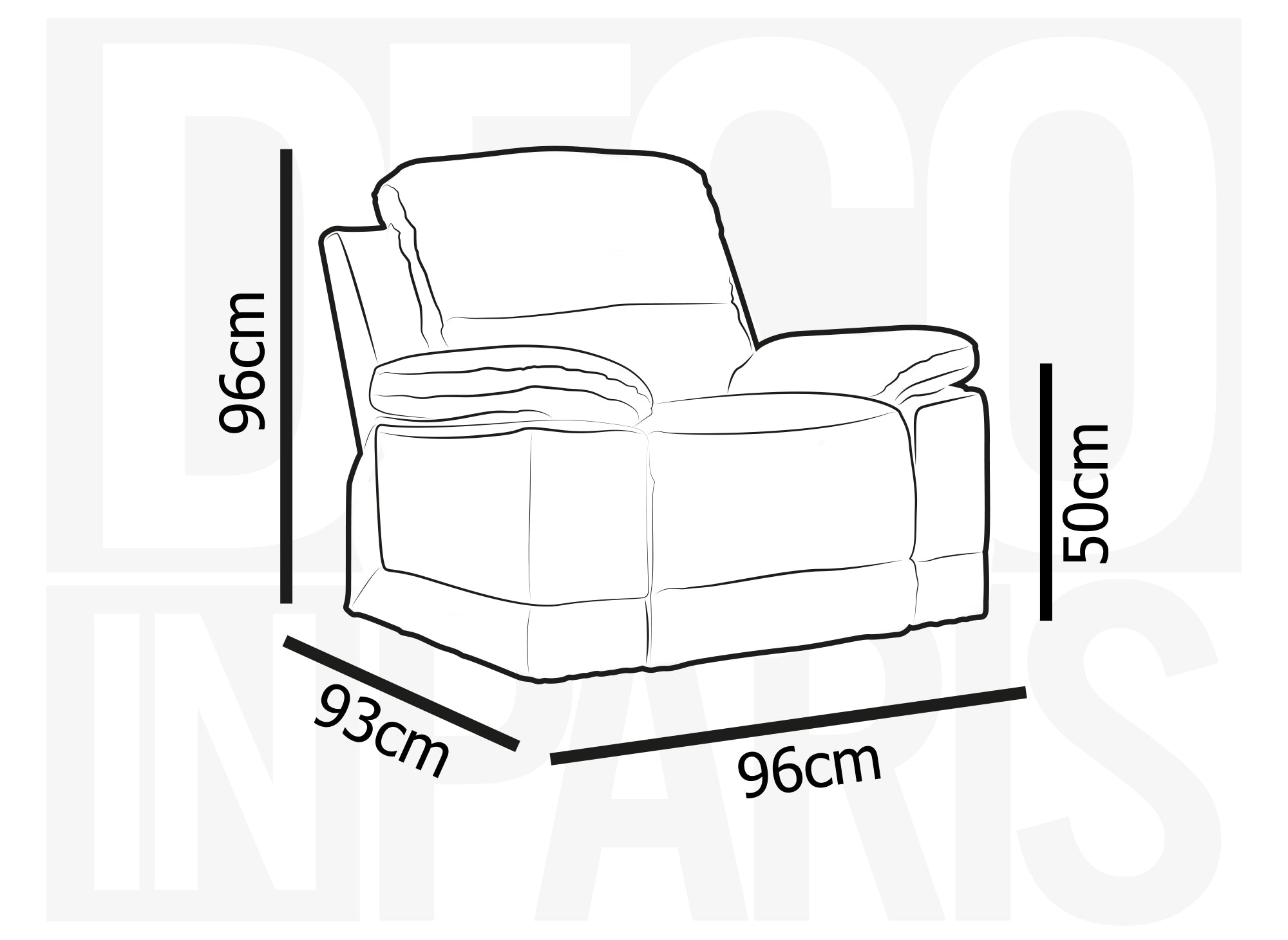 Sillón relax manual en piel sintética gris claro DANY