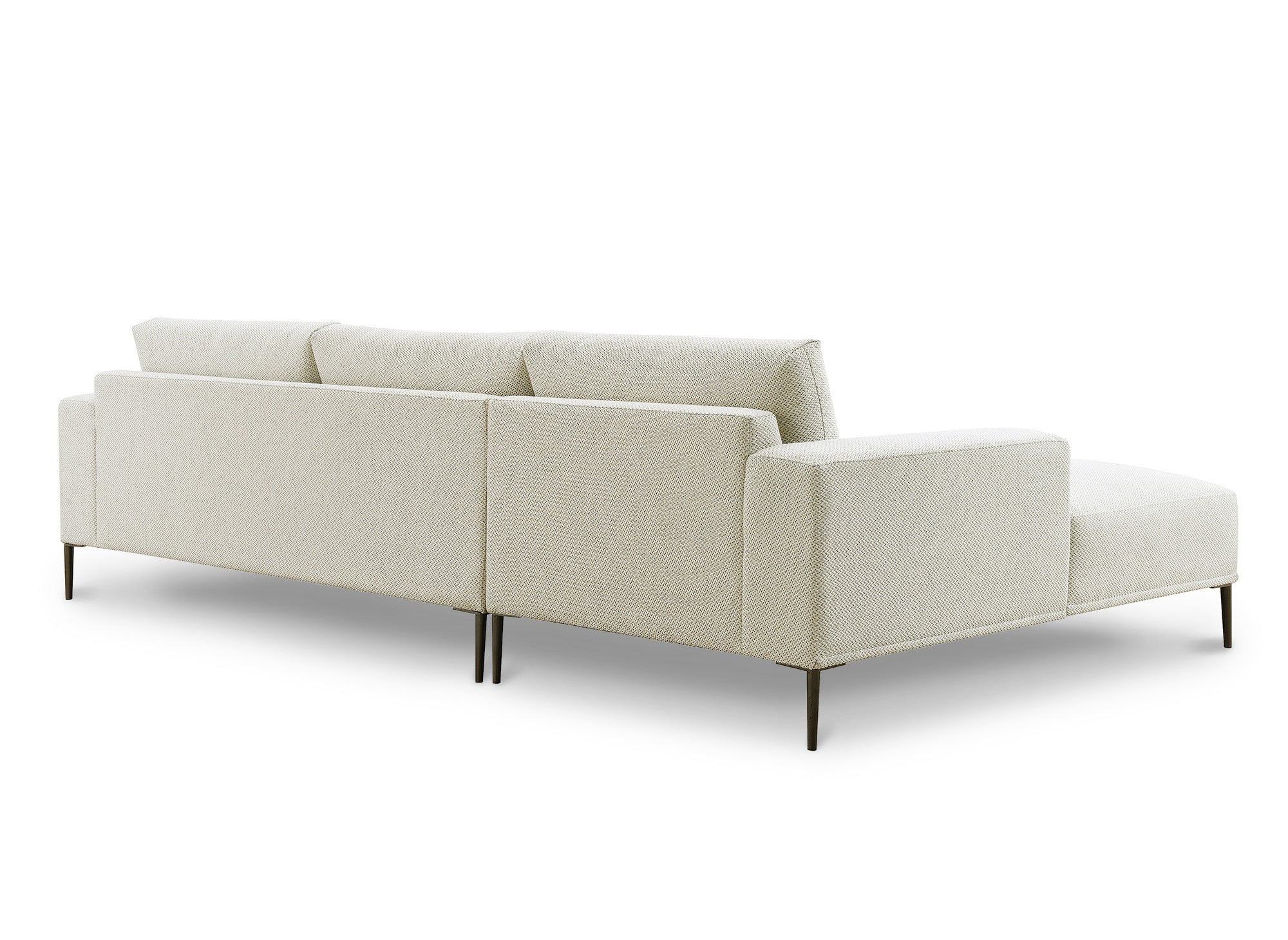 Sofá esquinero ARNOLD con chaise longue en tela beige - Esquina izquierda