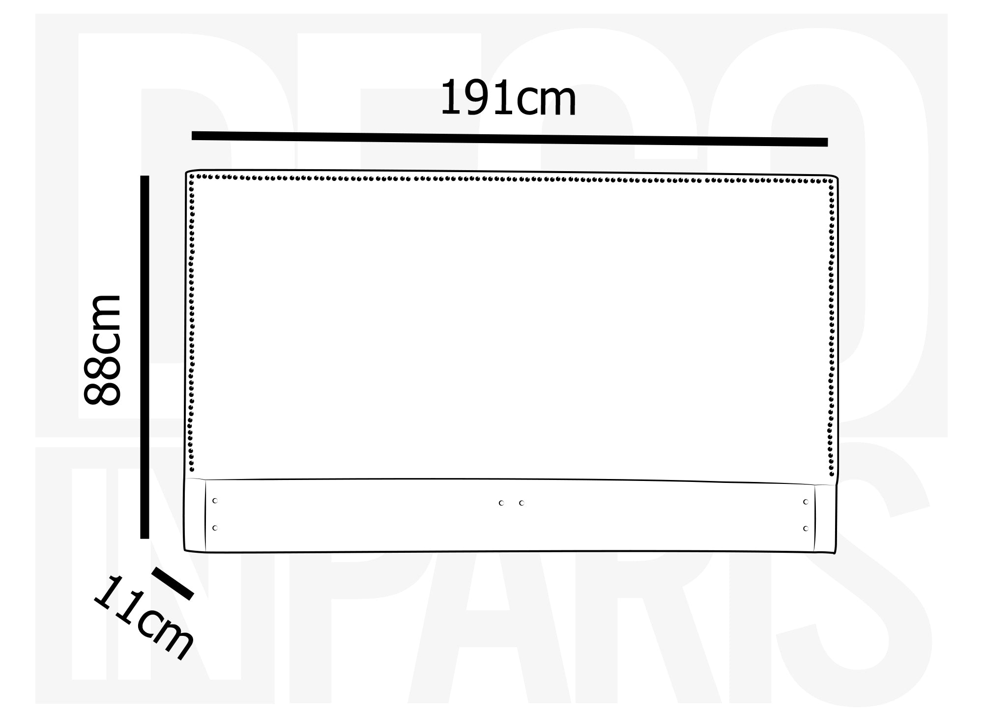Cabecero LINDA de 180 cm con tachuelas y tapizado en lino beige