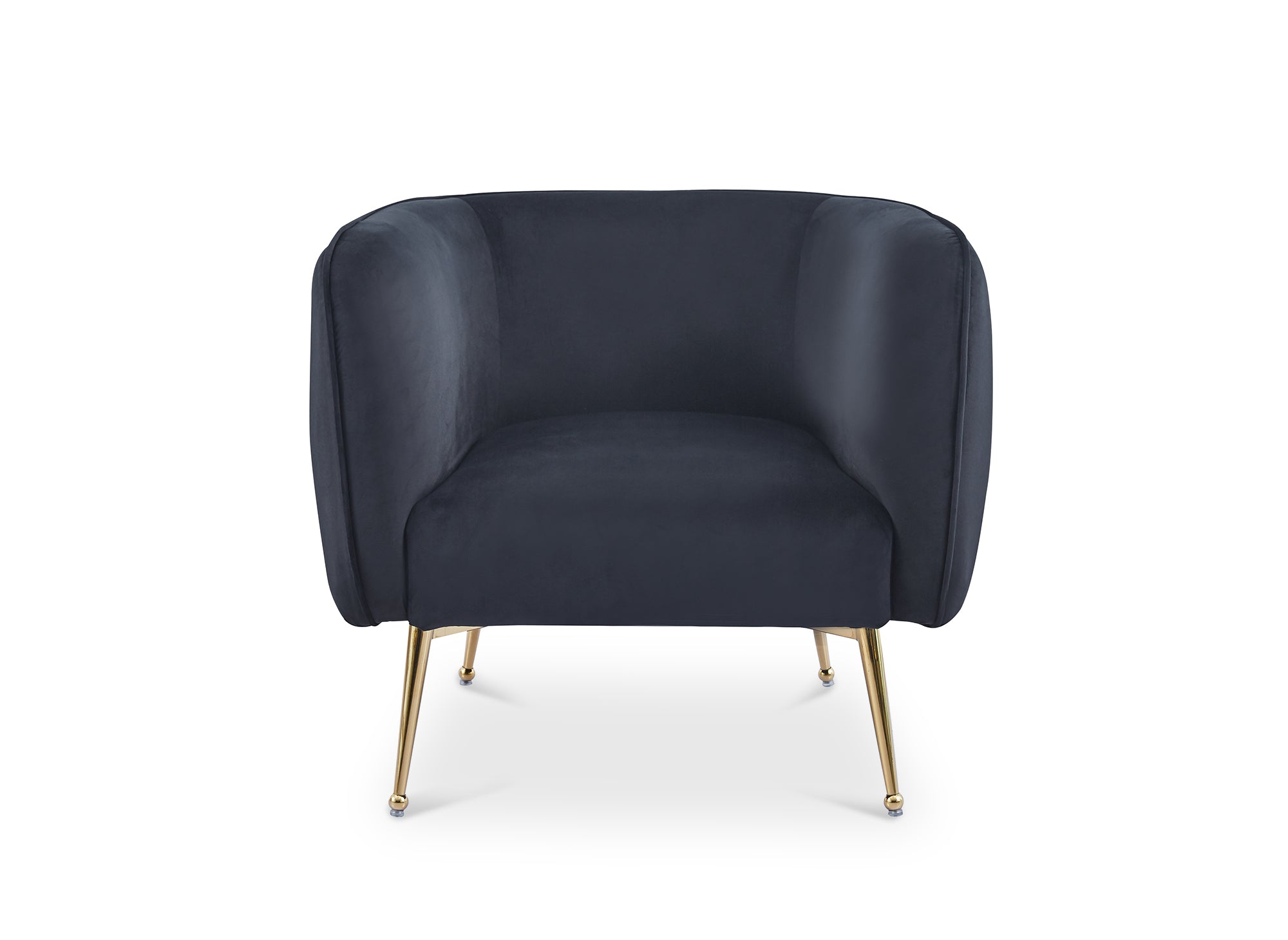 Sillón cabriolé PERRY de terciopelo negro con patas doradas