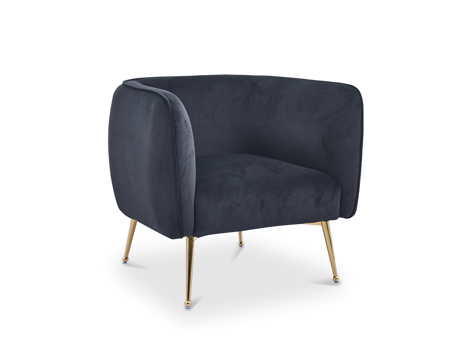 Sillón cabriolé PERRY de terciopelo negro con patas doradas