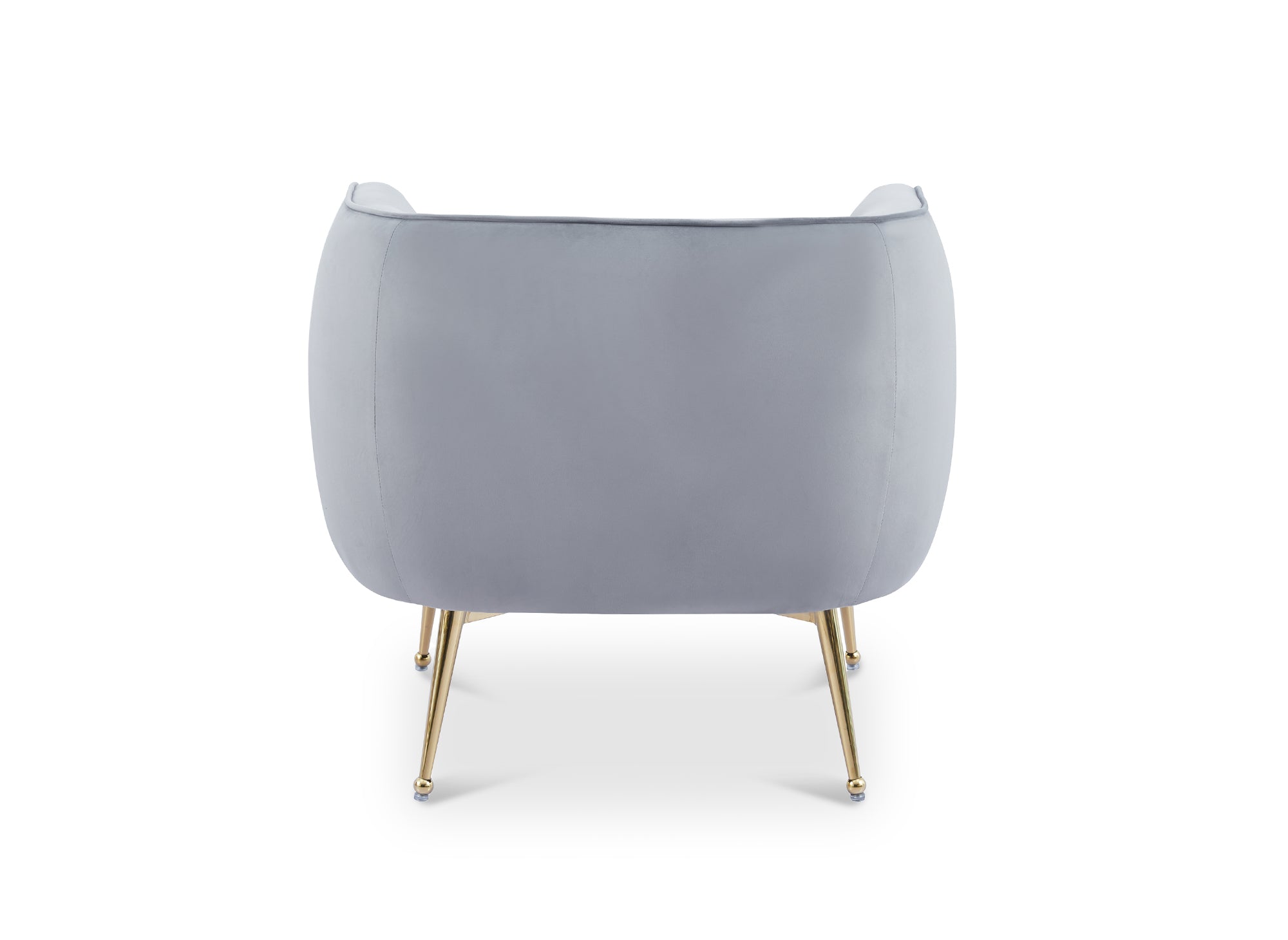 Sillón cabriolé PERRY en terciopelo gris con patas doradas