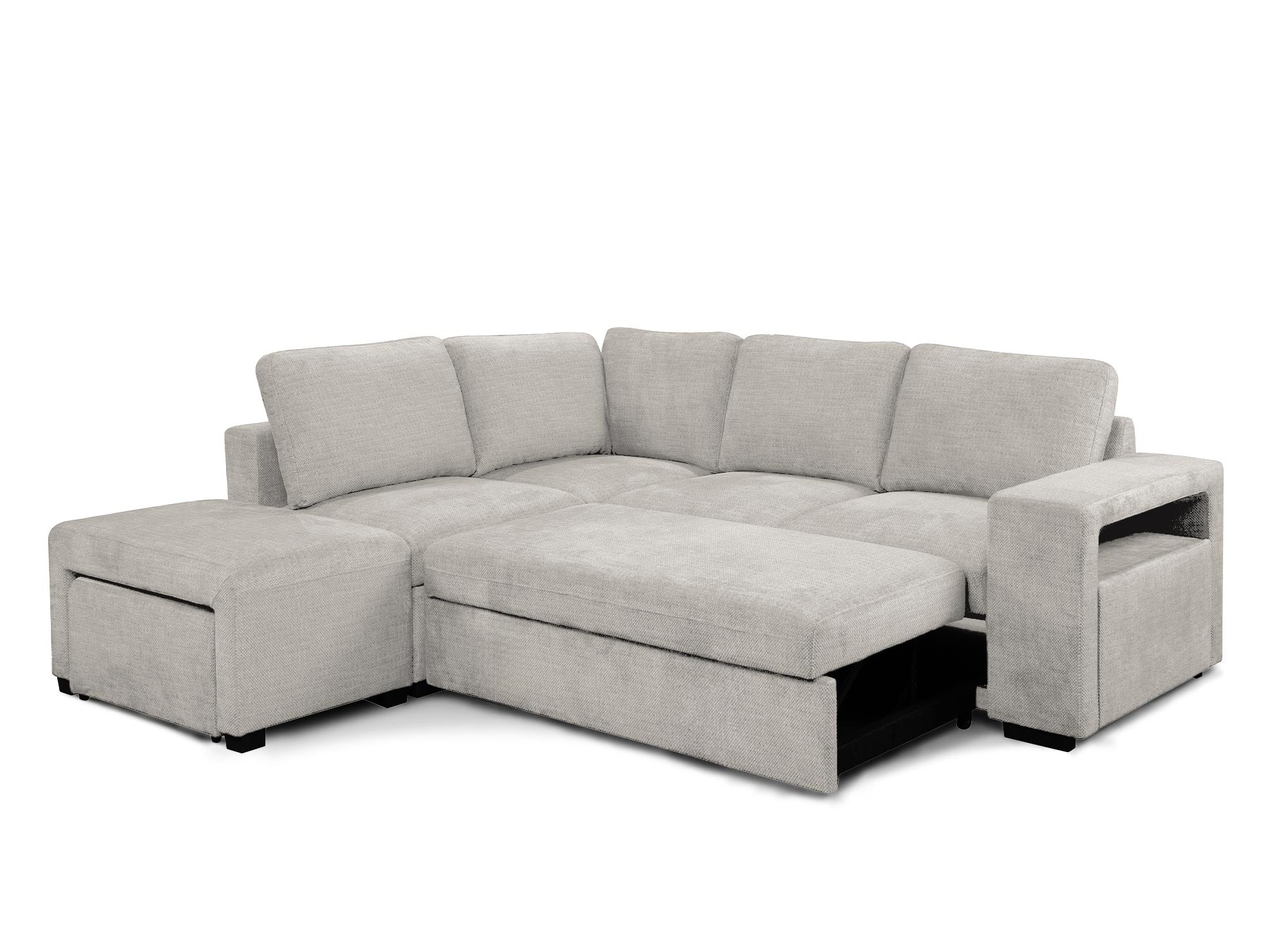 Sofá cama esquinero ALBAN de tela beige - Esquina izquierda