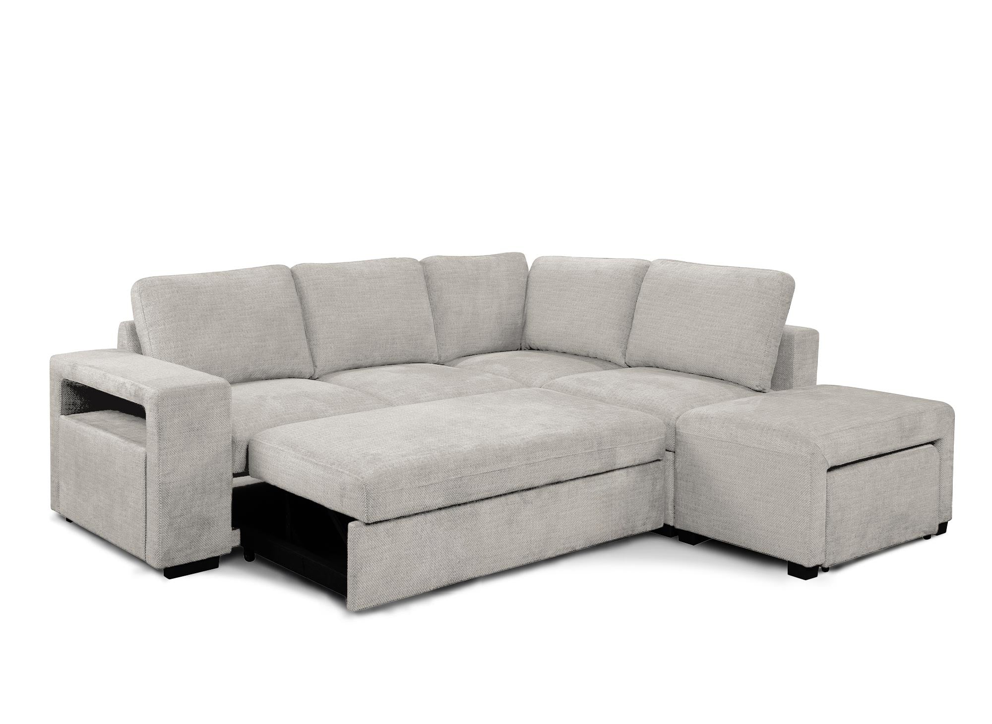 Sofá cama esquinero ALBAN de tela beige - Esquina derecha