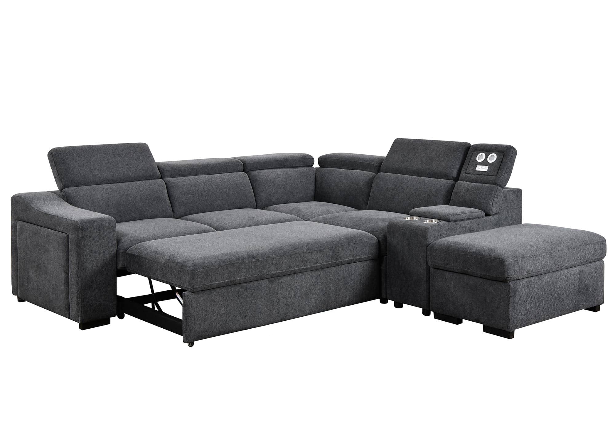 Sofá cama esquinero DEREK XL de tela gris oscuro - Esquina derecha