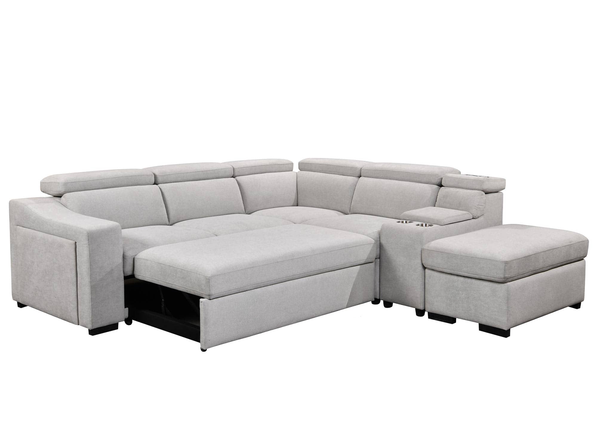 Sofá cama esquinero DEREK XL de tela beige - Esquina derecha