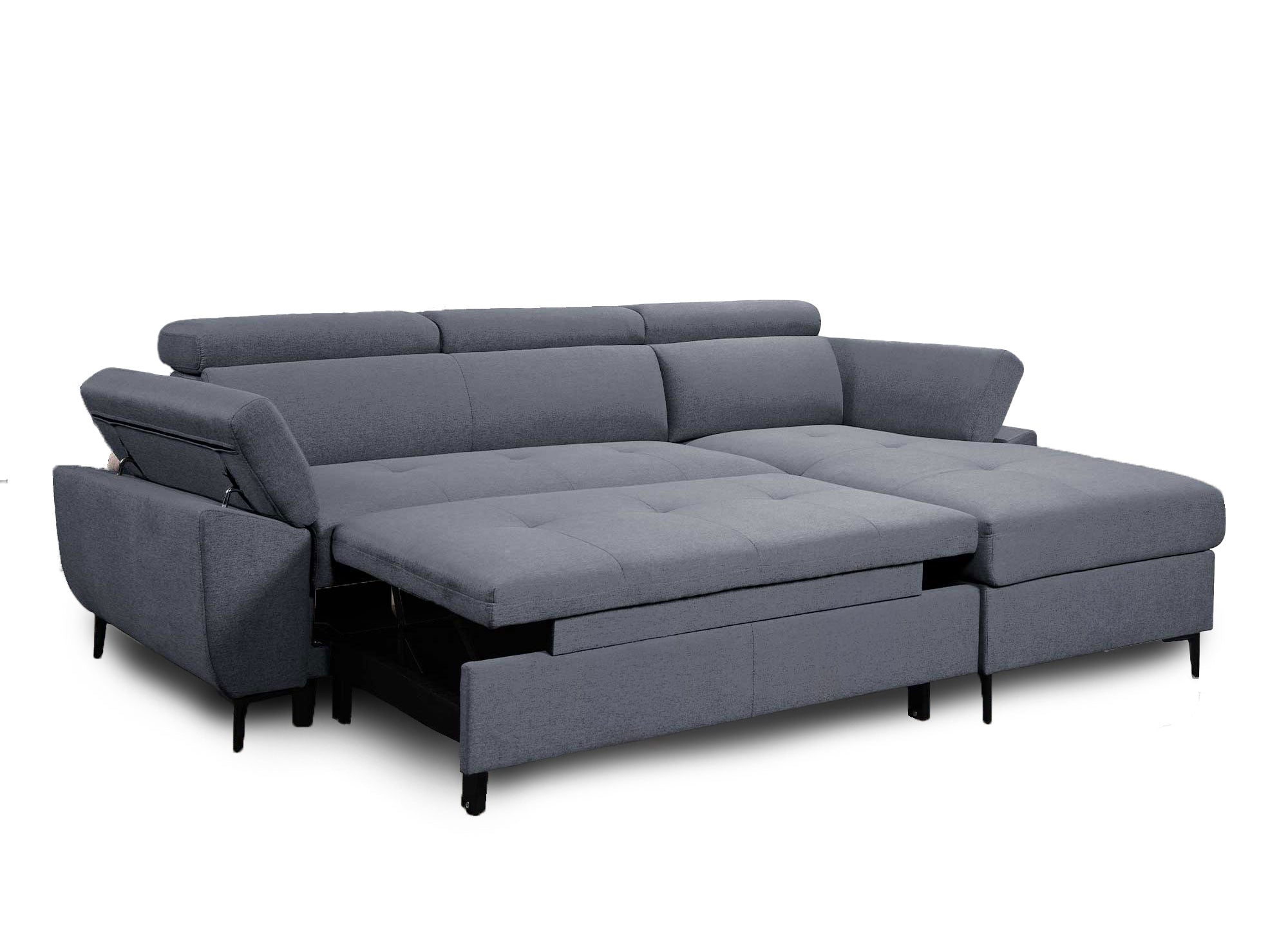 Sofá cama esquinero MONICA en tela gris oscuro - Esquina derecha
