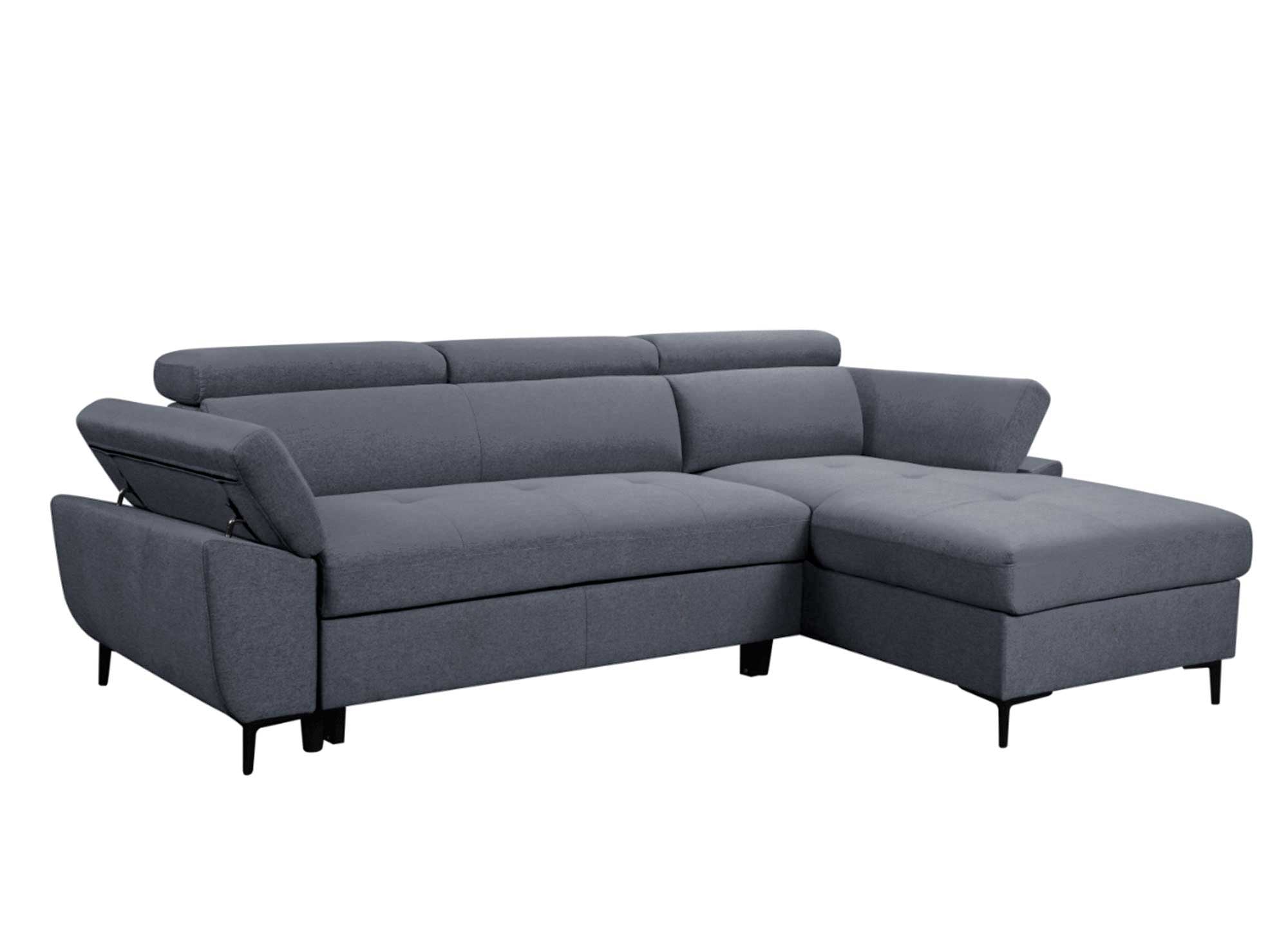 Sofá cama esquinero MONICA en tela gris oscuro - Esquina derecha