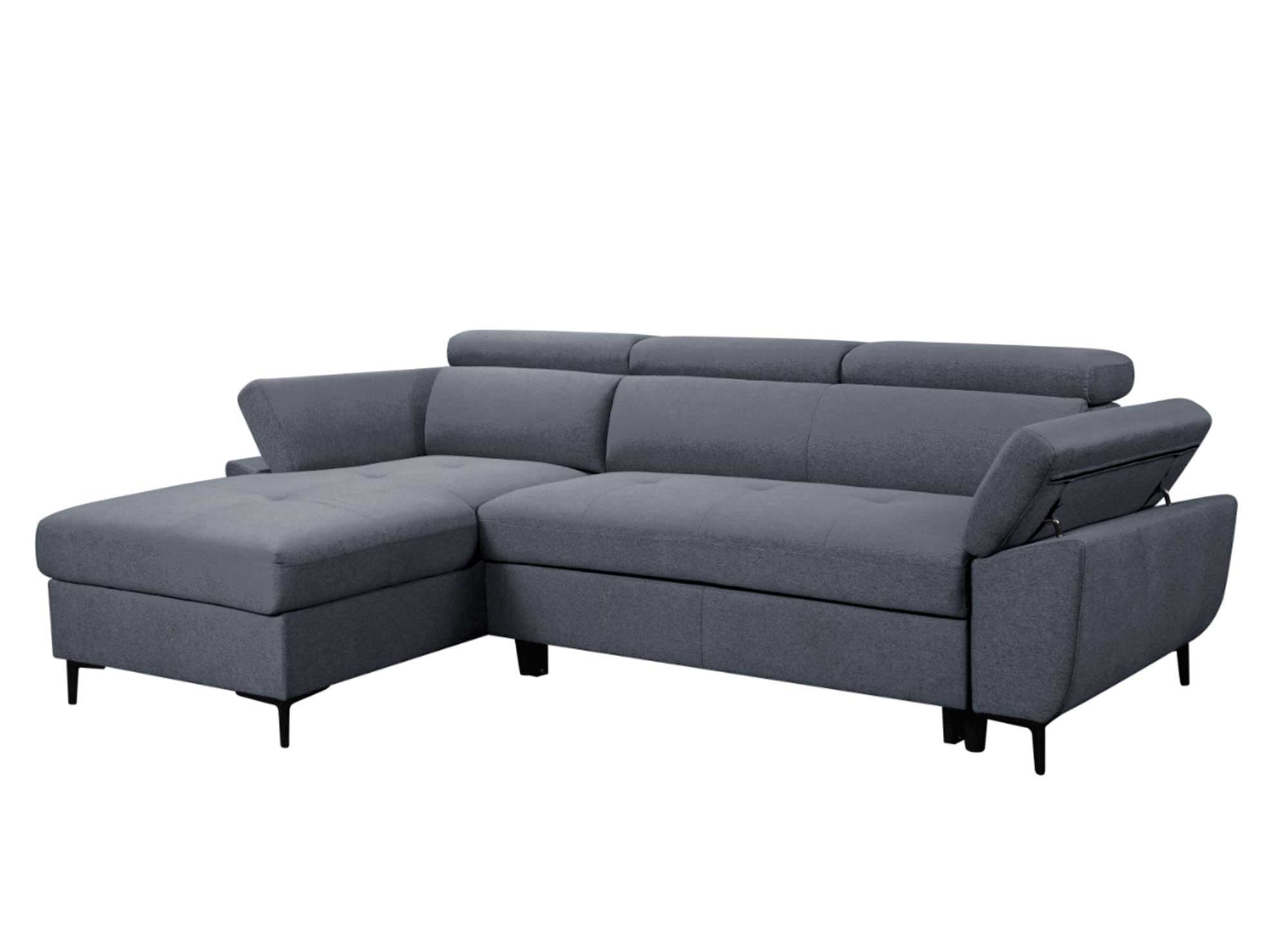 Sofá cama esquinero MONICA en tela gris oscuro - Esquina izquierda