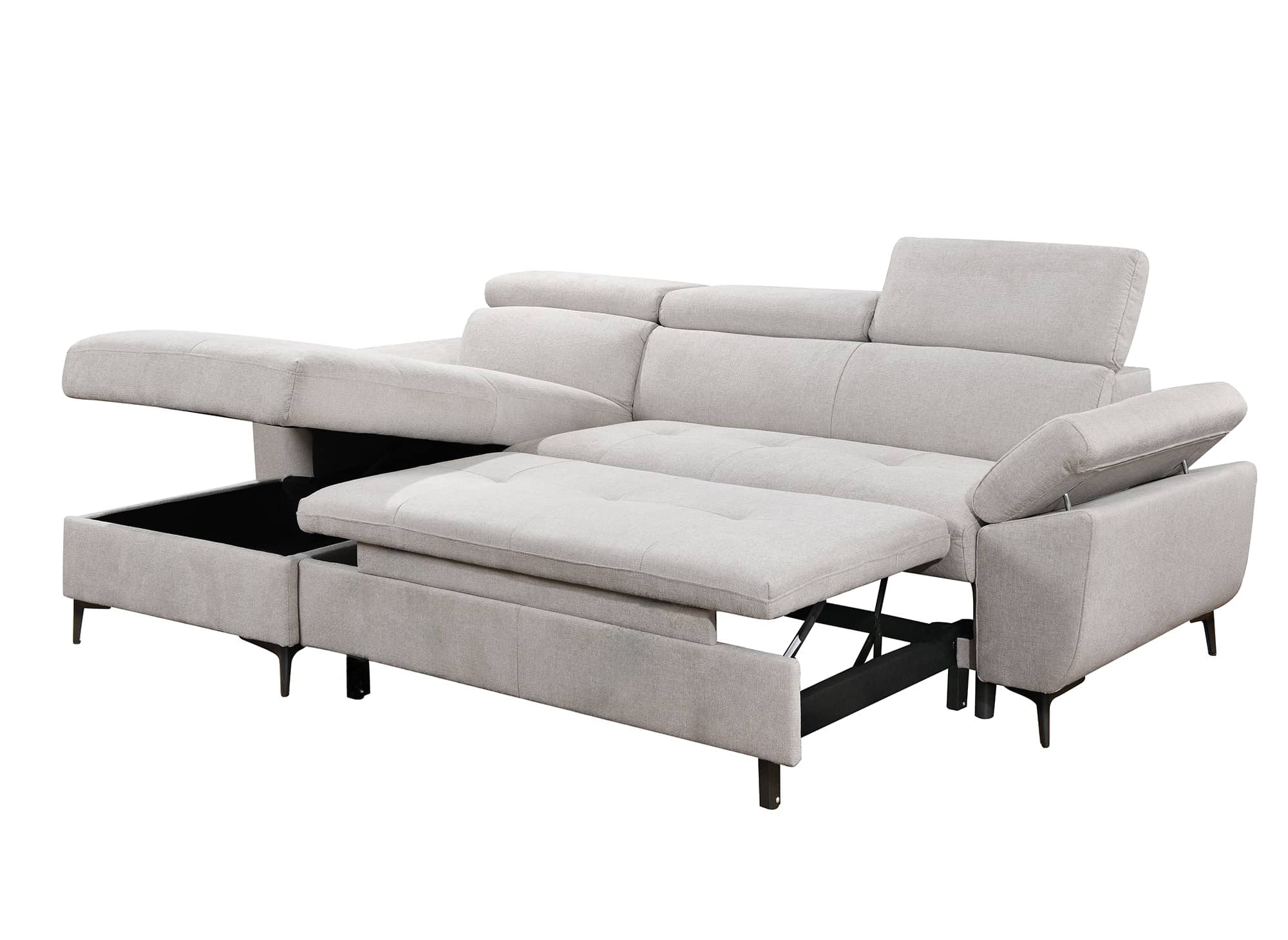 Sofá cama esquinero MONICA de tela beige - Esquina izquierda