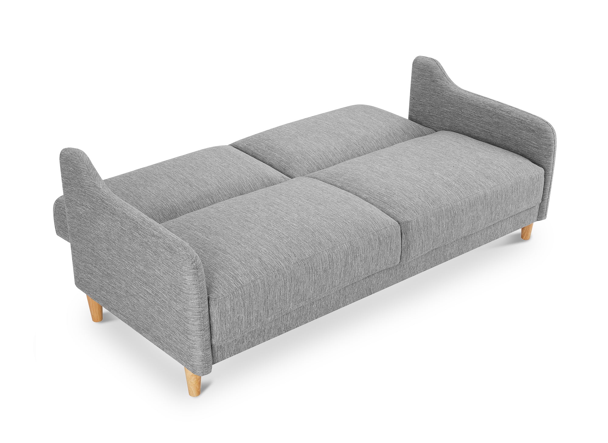 Sofá MARLON de 3 plazas con mecanismo clic-clac en tela gris claro