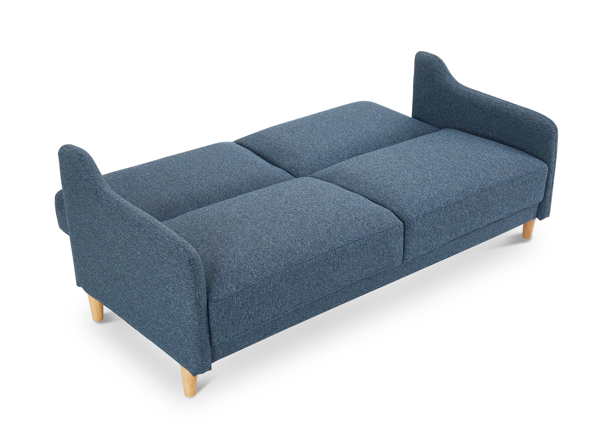 Sofá MARLON de 3 plazas con mecanismo clic-clac en tela azul