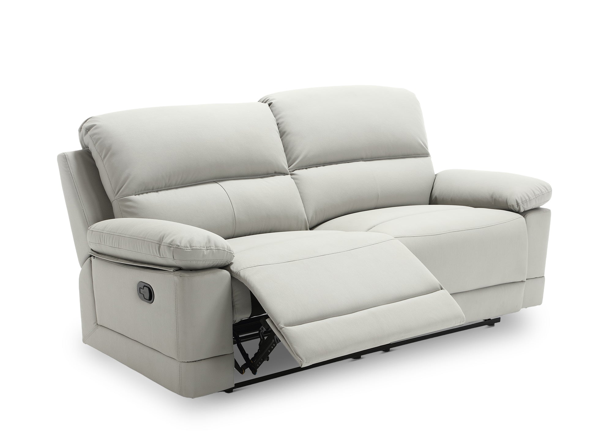Sofá cama manual de 3 plazas DANY en piel sintética gris claro