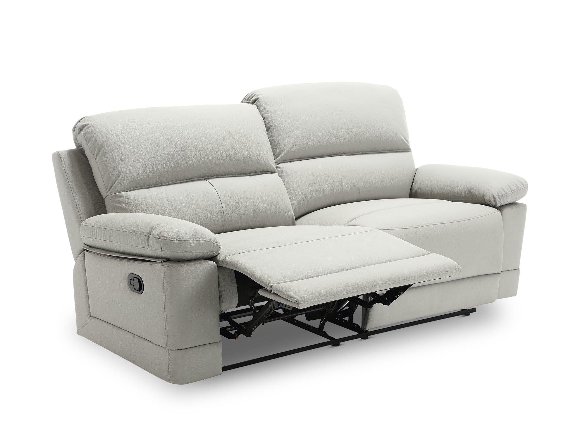 Sofá cama manual de 3 plazas DANY en piel sintética gris claro