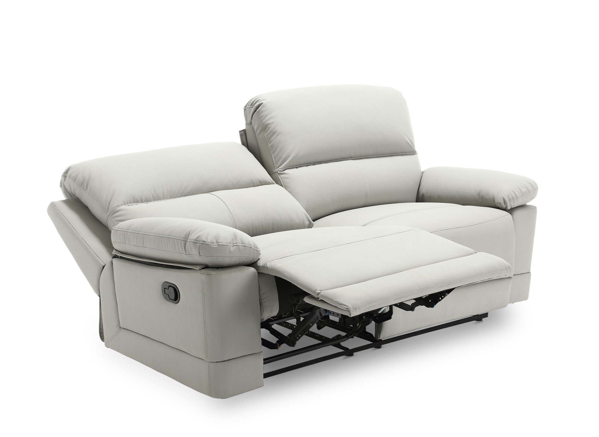 Sofá cama manual de 3 plazas DANY en piel sintética gris claro