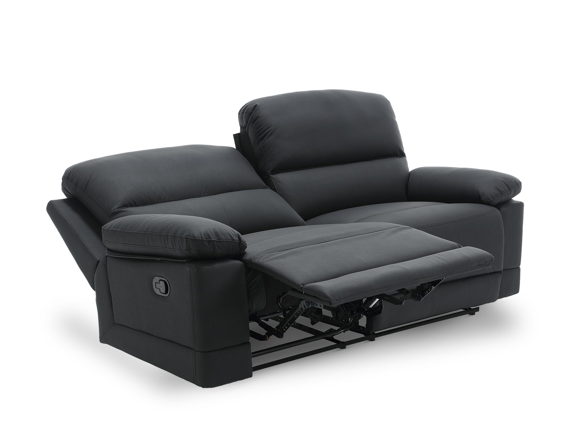 Sofá reclinable manual de 3 plazas DANY en piel sintética negra