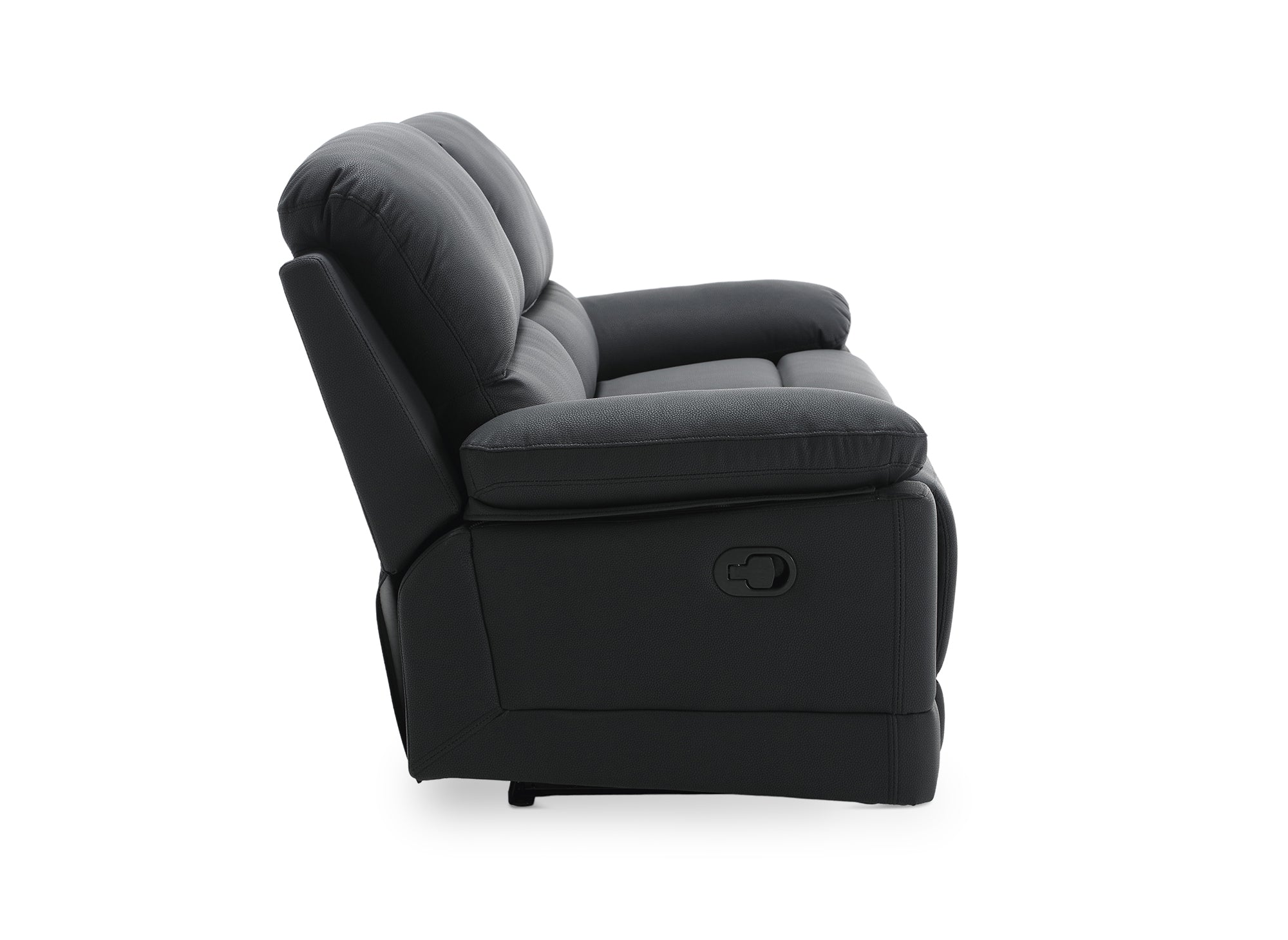 Sofá reclinable manual de 3 plazas DANY en piel sintética negra