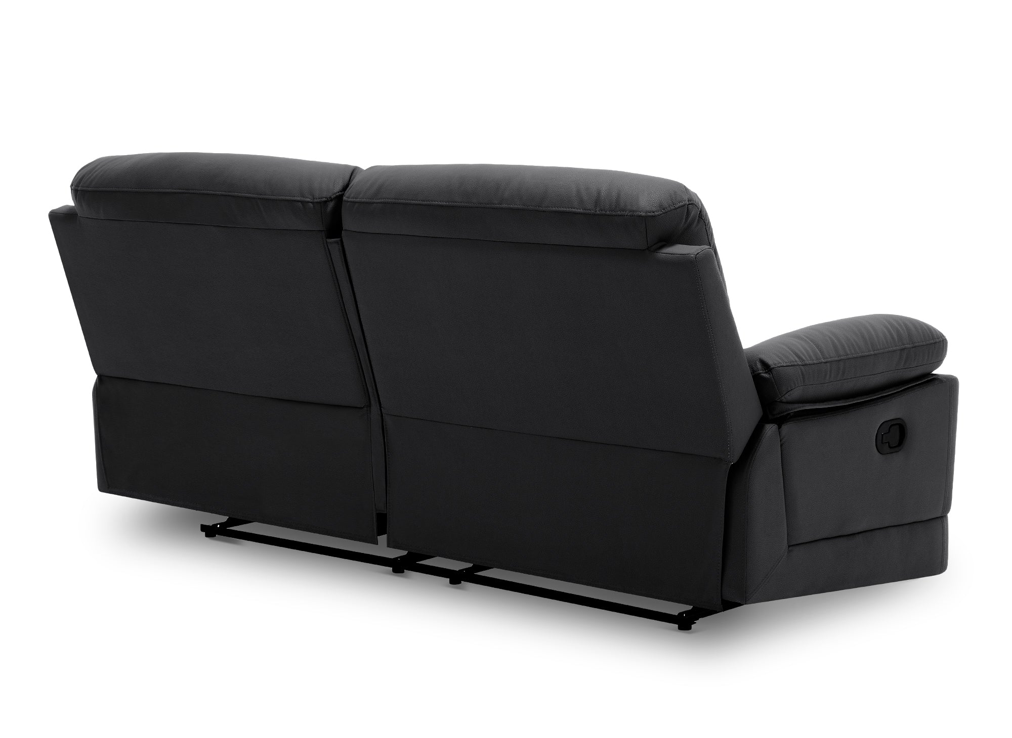 Sofá reclinable manual de 3 plazas DANY en piel sintética negra