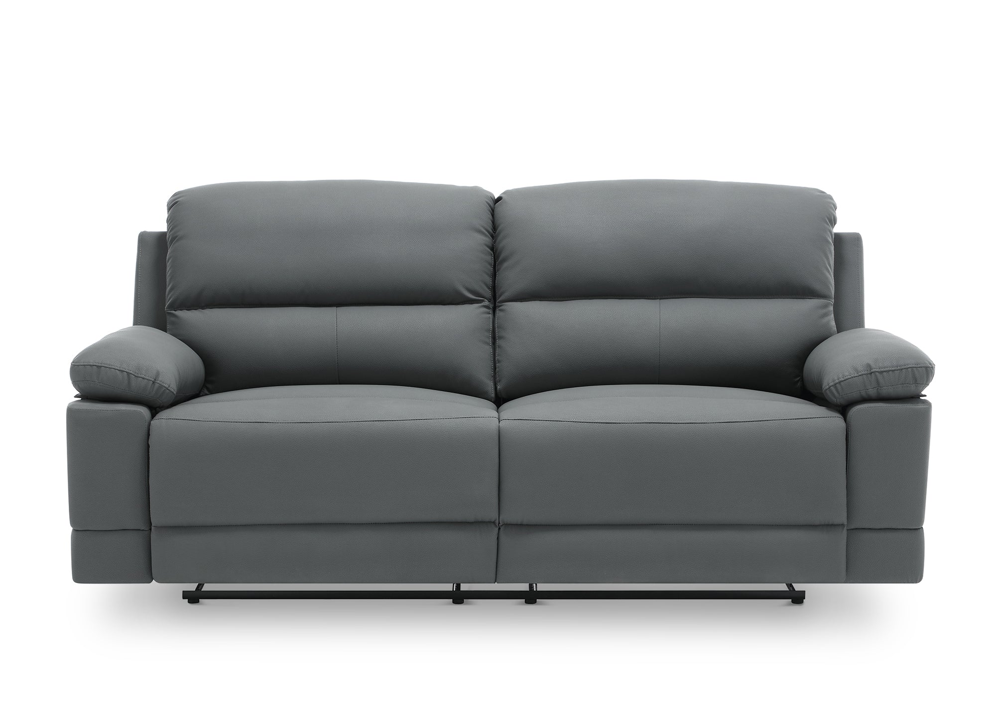 Sofá reclinable manual de 3 plazas DANY en piel sintética gris oscuro