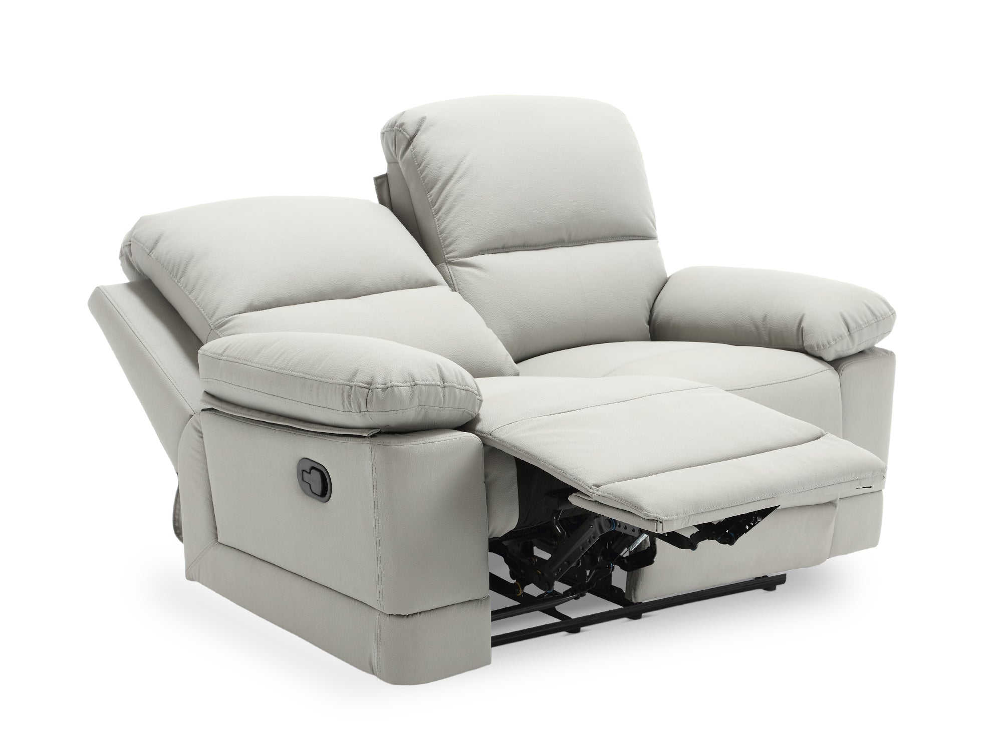 Sofá cama manual de 2 plazas DANY en piel sintética gris claro